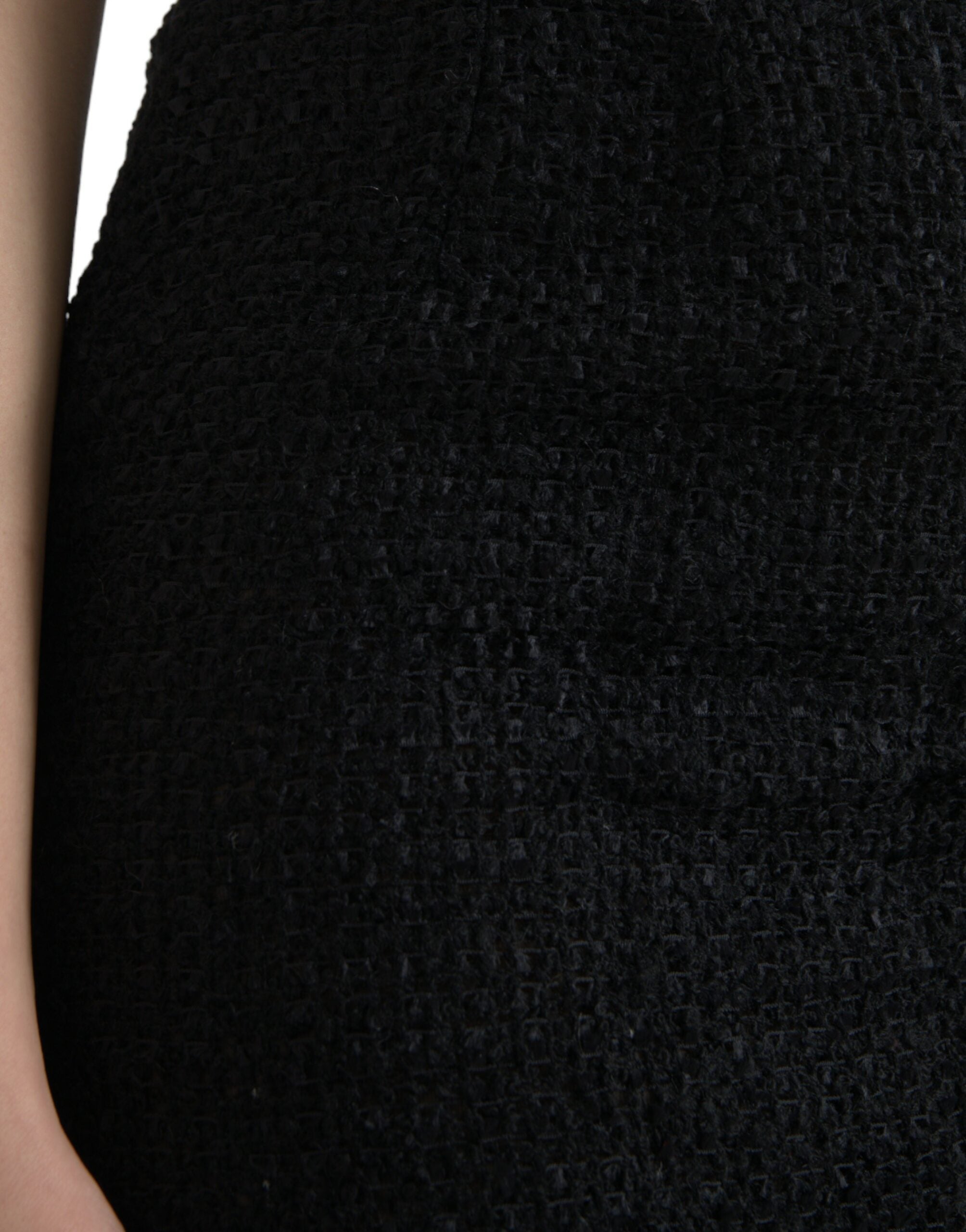 Dolce & Gabbana Black Wool High Waist Pencil Cut Midi Skirt