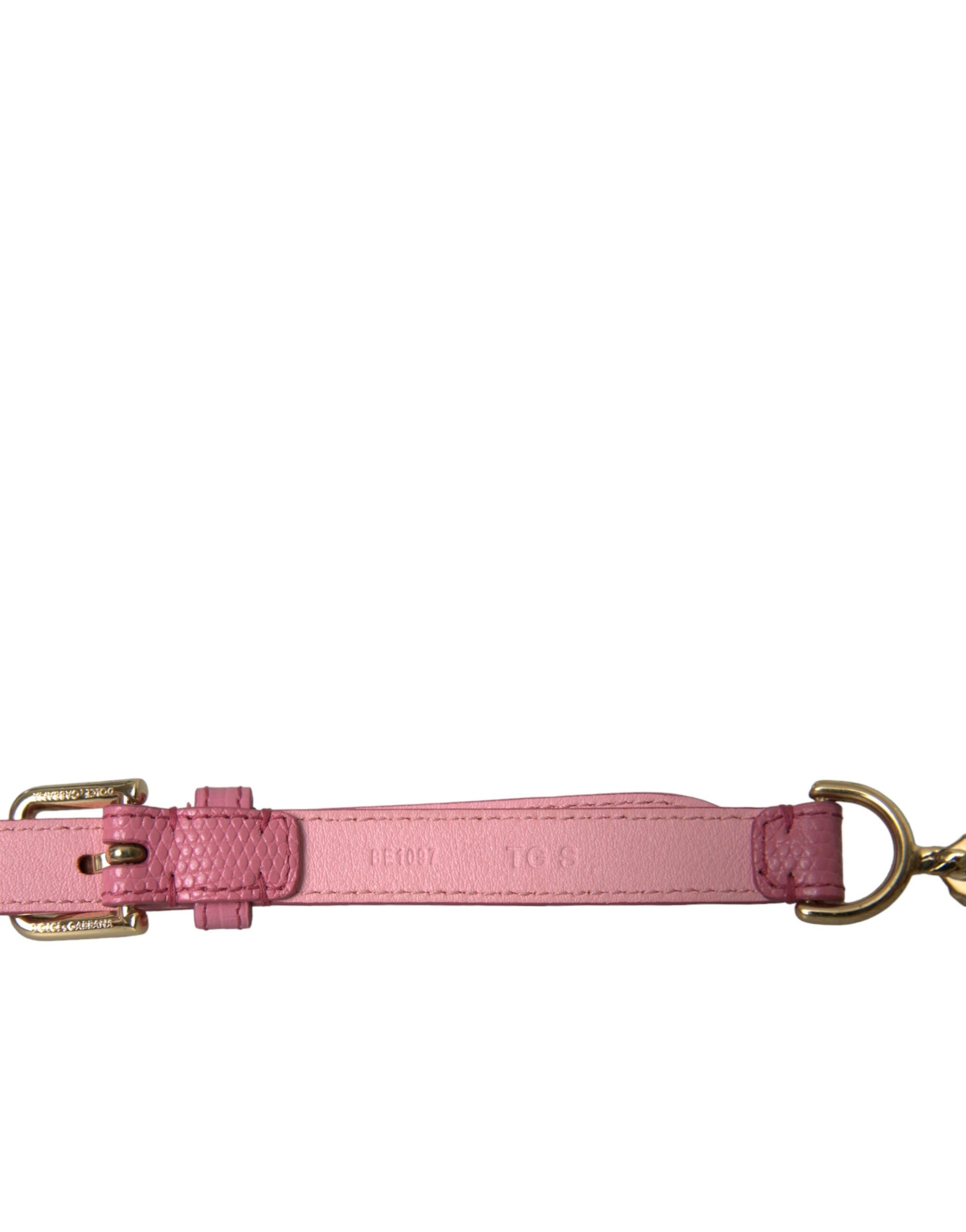 Dolce & Gabbana Pink Leather Crystal Chain Embellished Belt - Luxe Nova