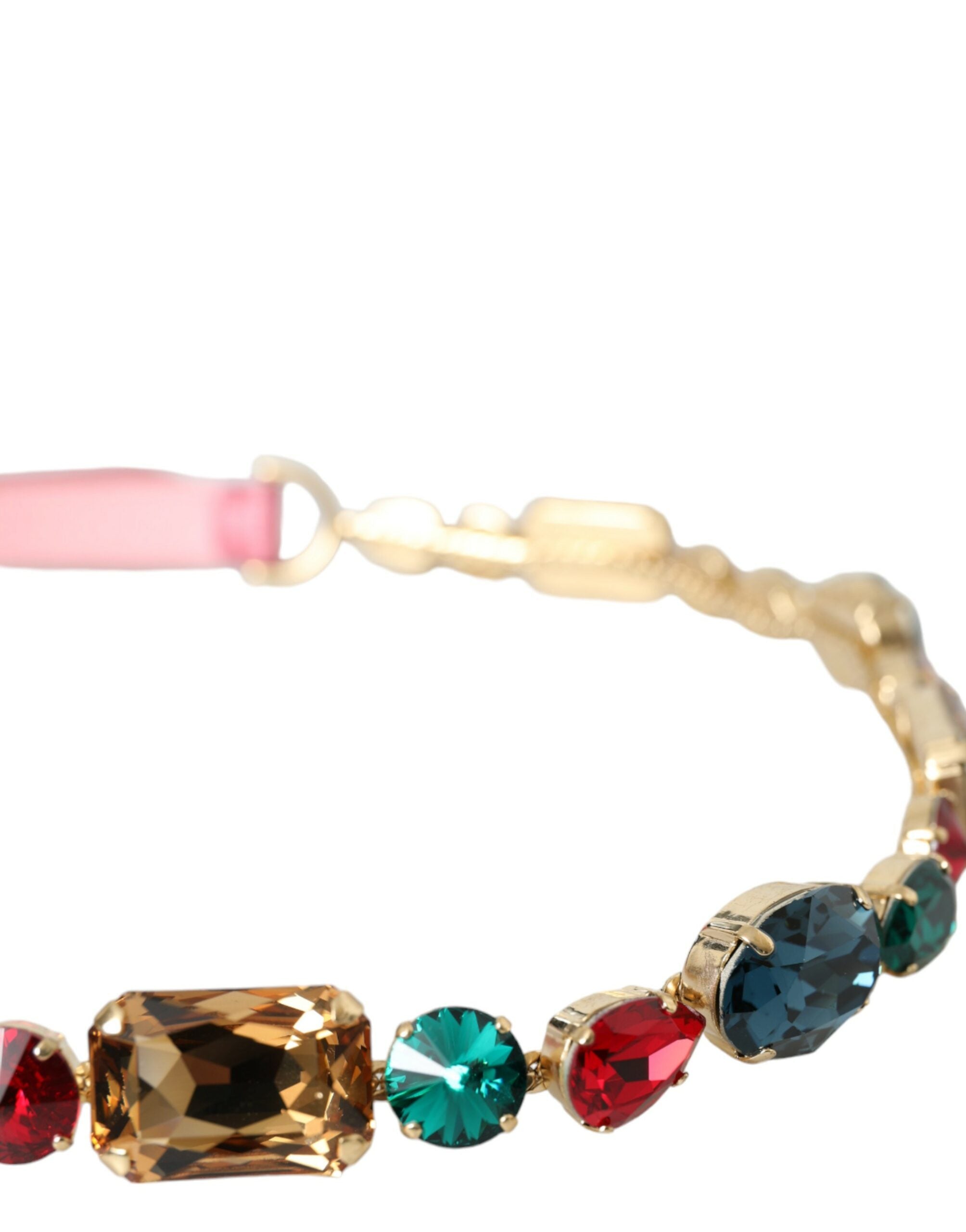 Dolce & Gabbana Pink Leather Crystal Chain Embellished Belt - Luxe Nova
