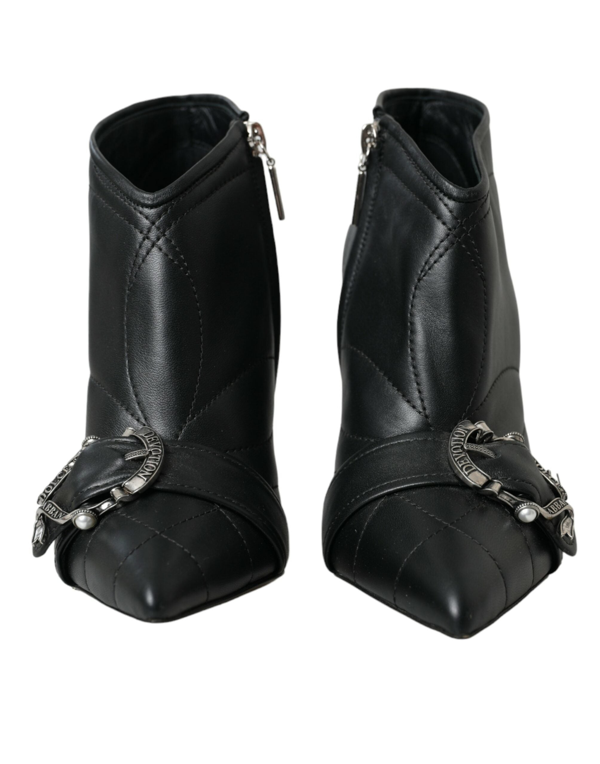 Dolce & Gabbana Black Devotion Quilted Buckled Boots Shoes - Luxe Nova