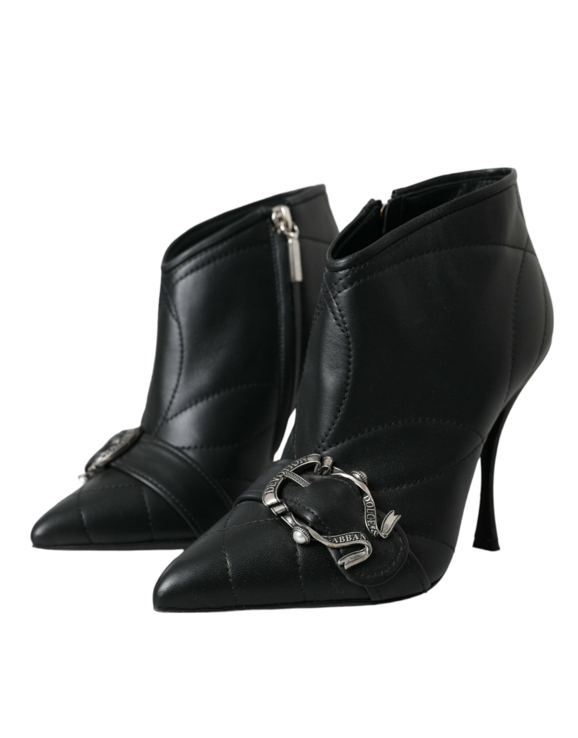 Dolce & Gabbana Black Devotion Quilted Buckled Boots Shoes - Luxe Nova