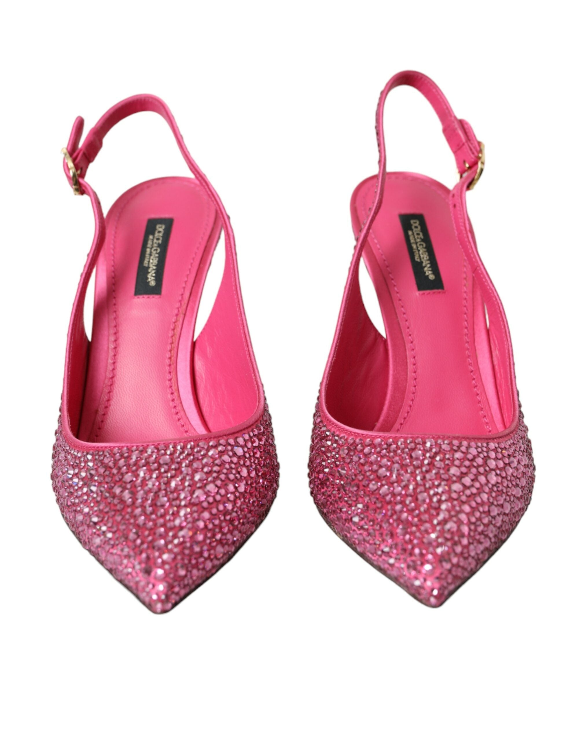 Dolce & Gabbana Pink Slingbacks Crystal Pumps Shoes - Luxe Nova