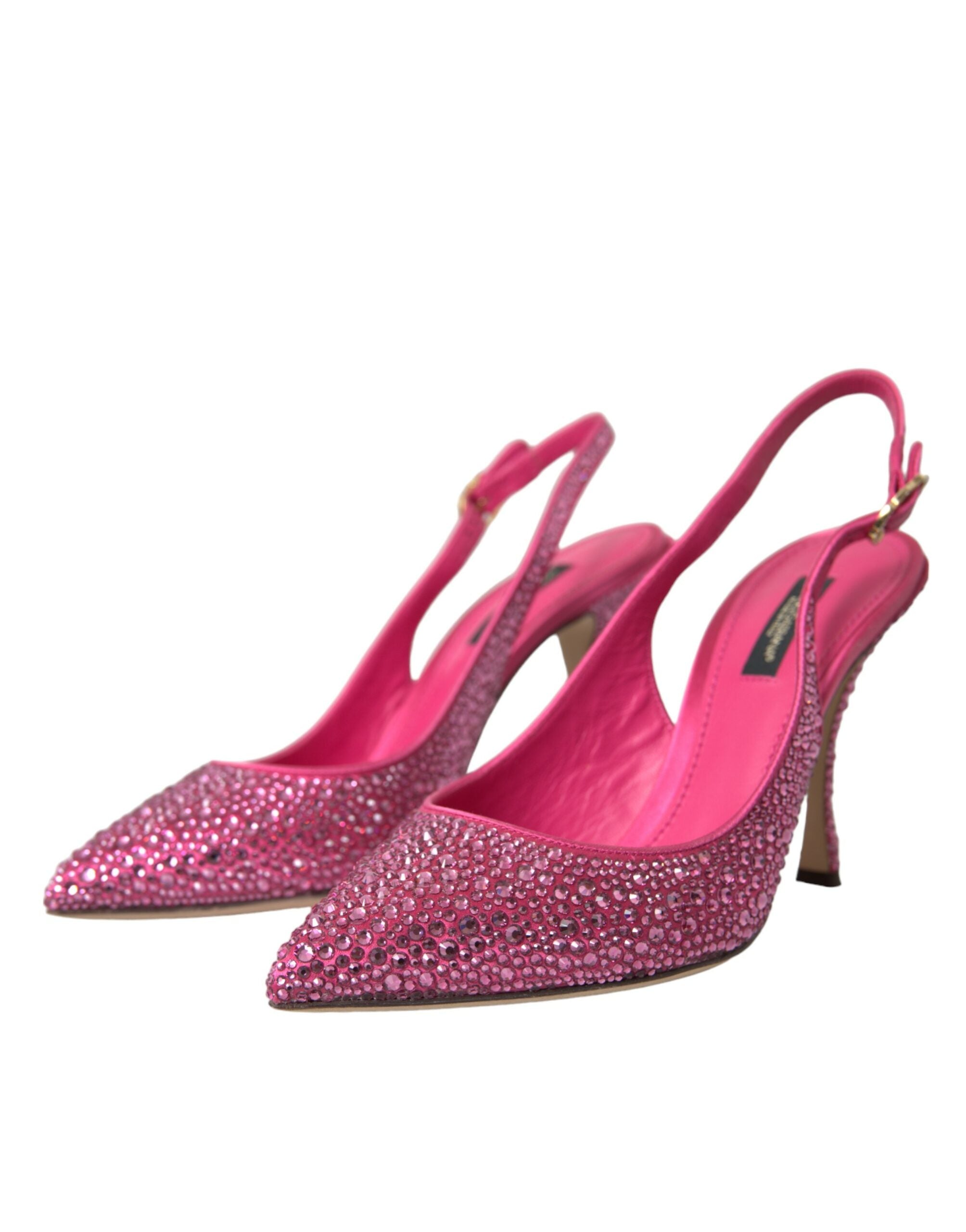 Dolce & Gabbana Pink Slingbacks Crystal Pumps Shoes - Luxe Nova
