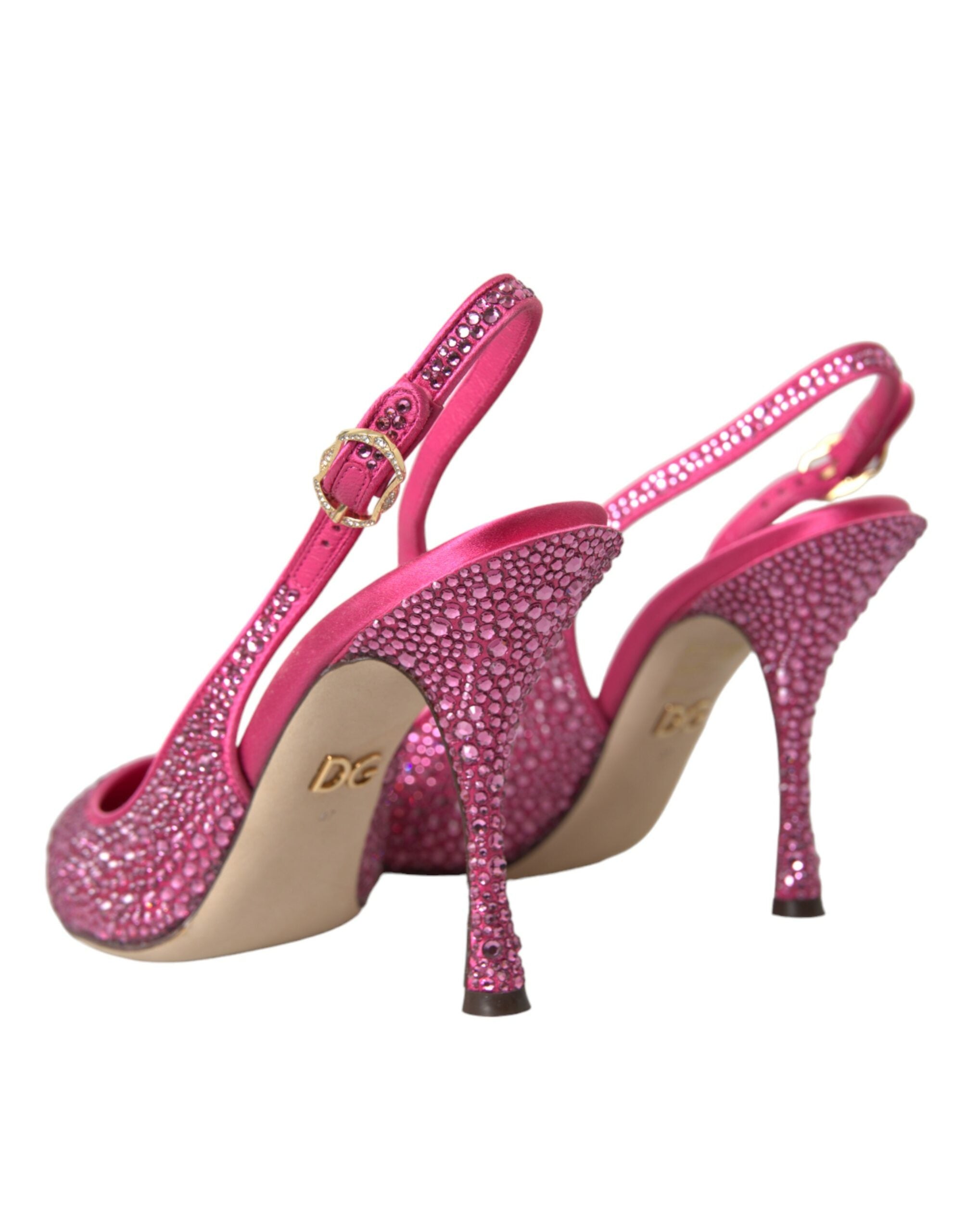 Dolce & Gabbana Pink Slingbacks Crystal Pumps Shoes - Luxe Nova