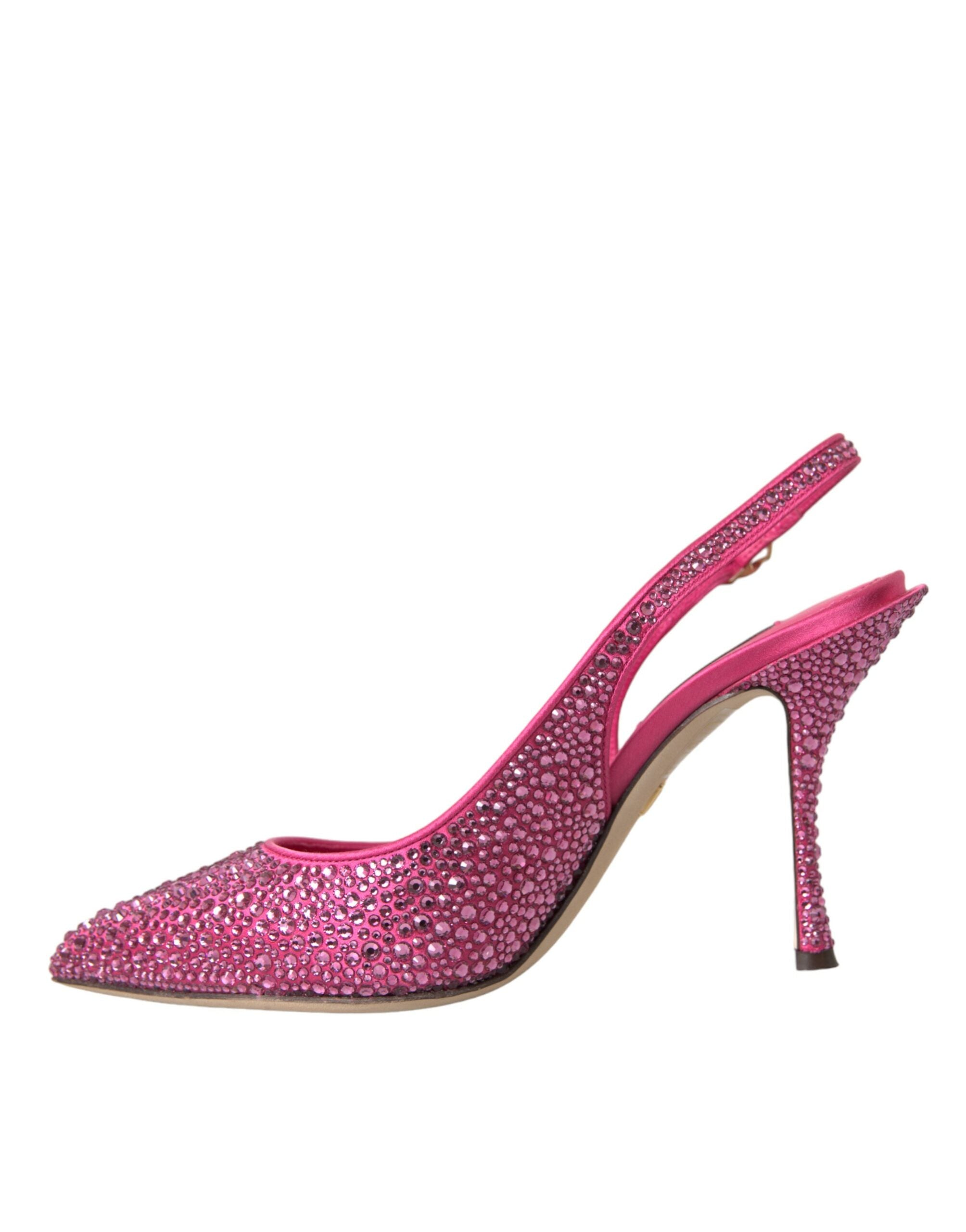 Dolce & Gabbana Pink Slingbacks Crystal Pumps Shoes - Luxe Nova