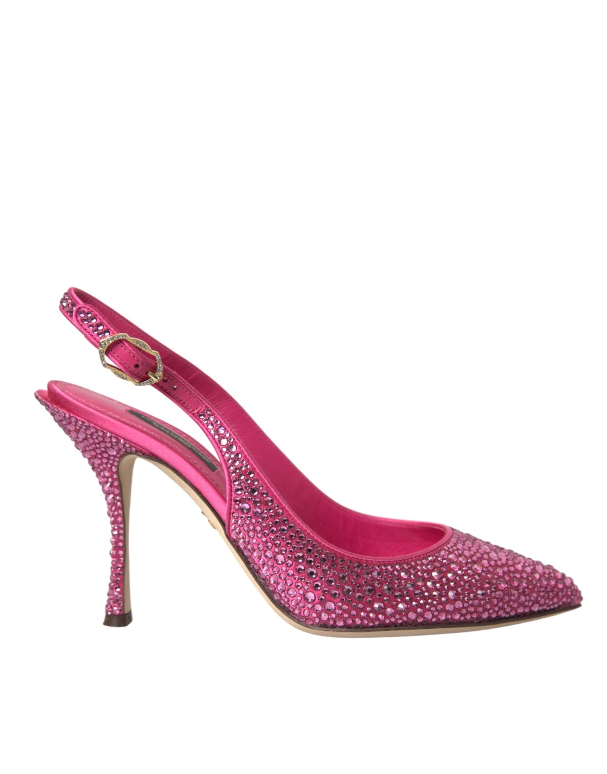 Dolce & Gabbana Pink Slingbacks Crystal Pumps Shoes - Luxe Nova