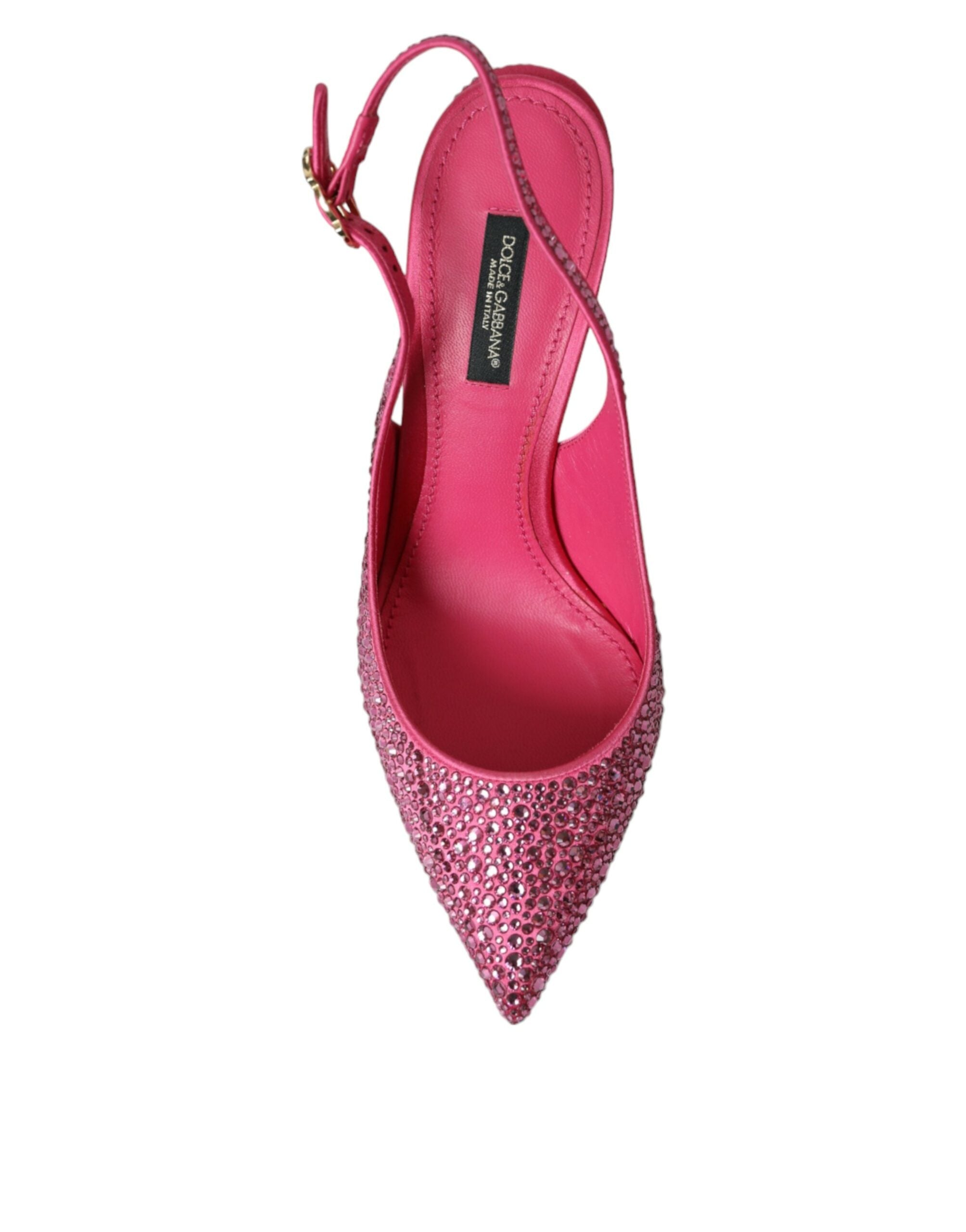 Dolce & Gabbana Pink Slingbacks Crystal Pumps Shoes - Luxe Nova