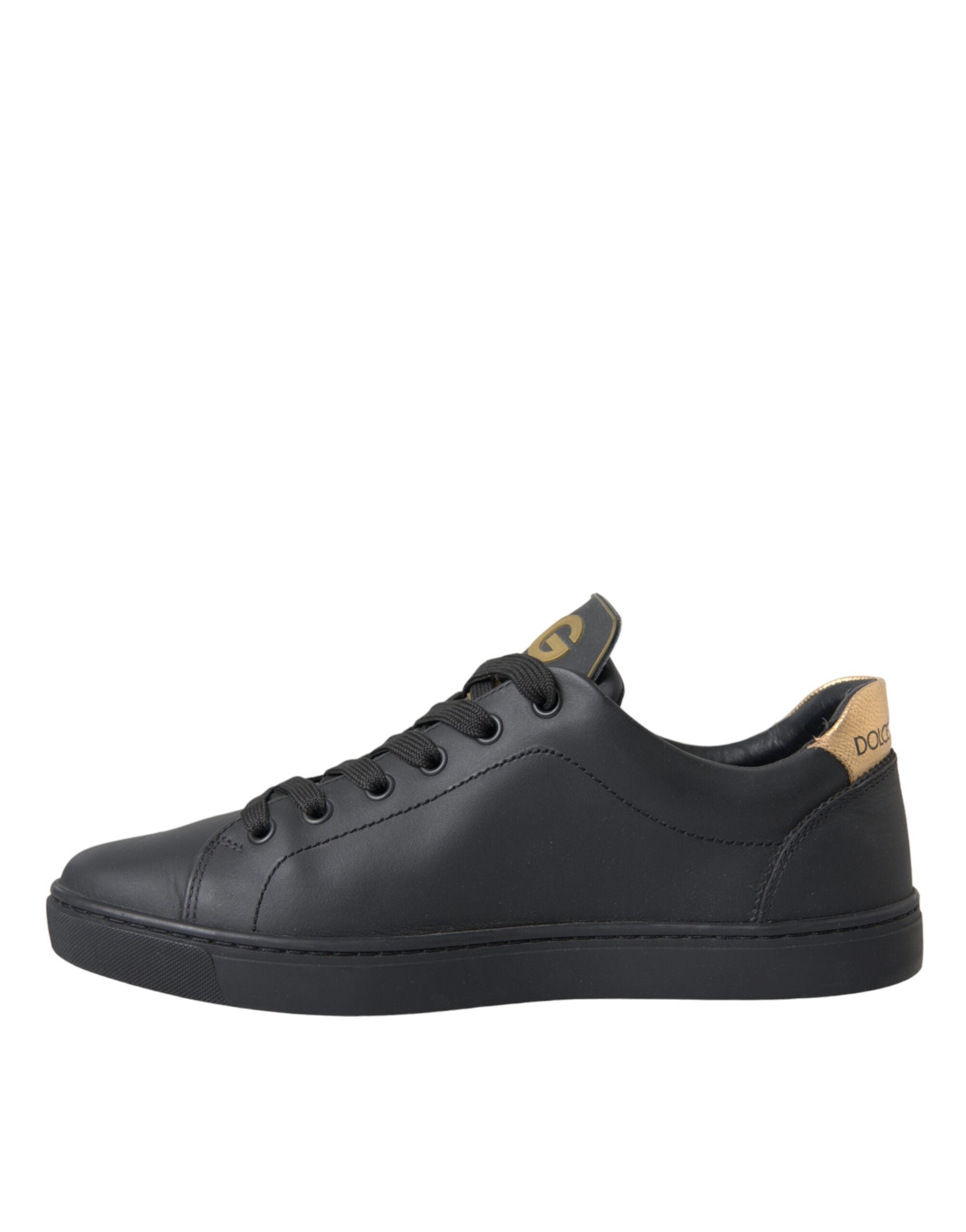 Dolce & Gabbana Black Leather Heart Embellished Sneakers Shoes - Luxe Nova