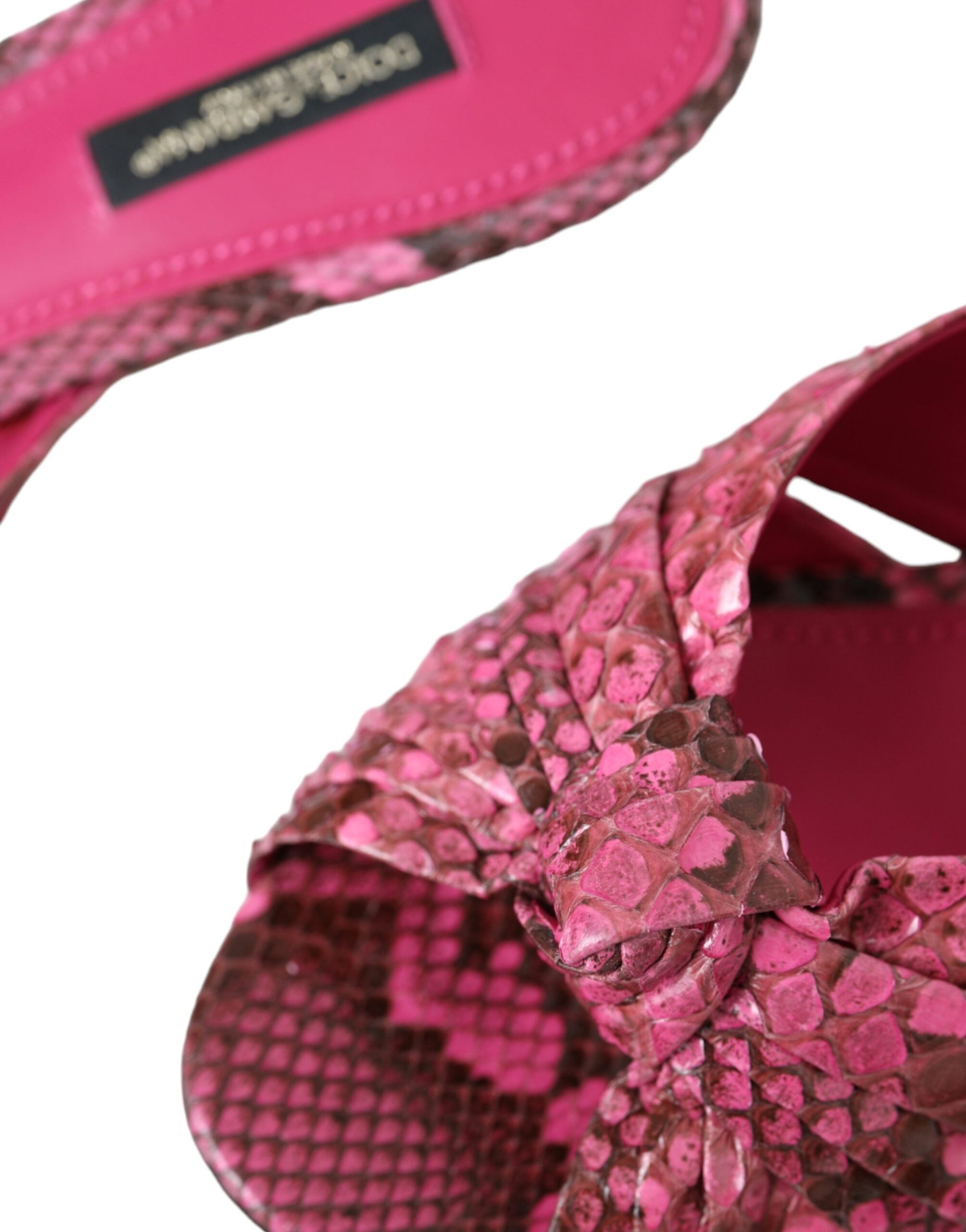 Dolce & Gabbana Pink Exotic Leather Kitten Heels Slides Shoes - Luxe Nova