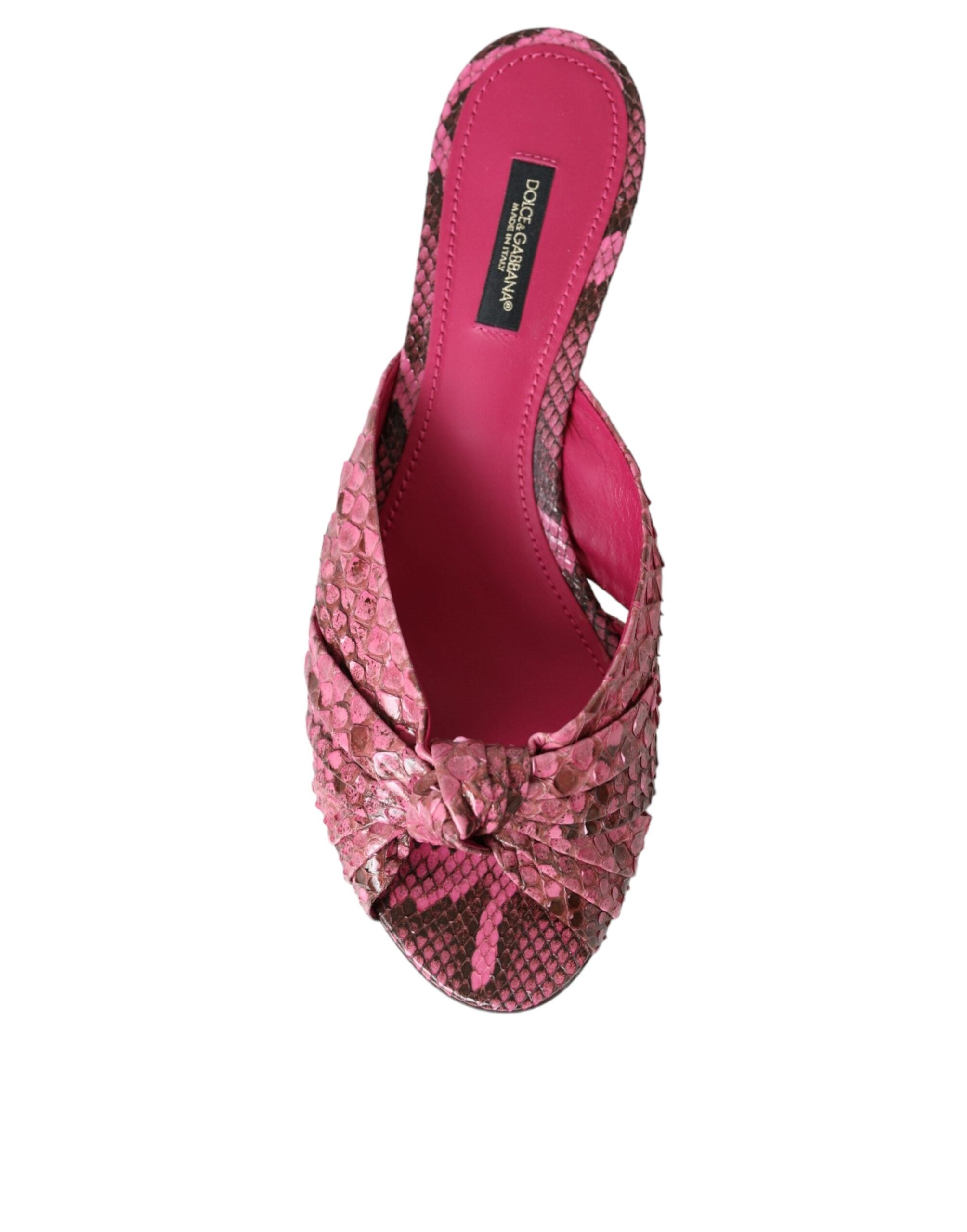 Dolce & Gabbana Pink Exotic Leather Kitten Heels Slides Shoes - Luxe Nova