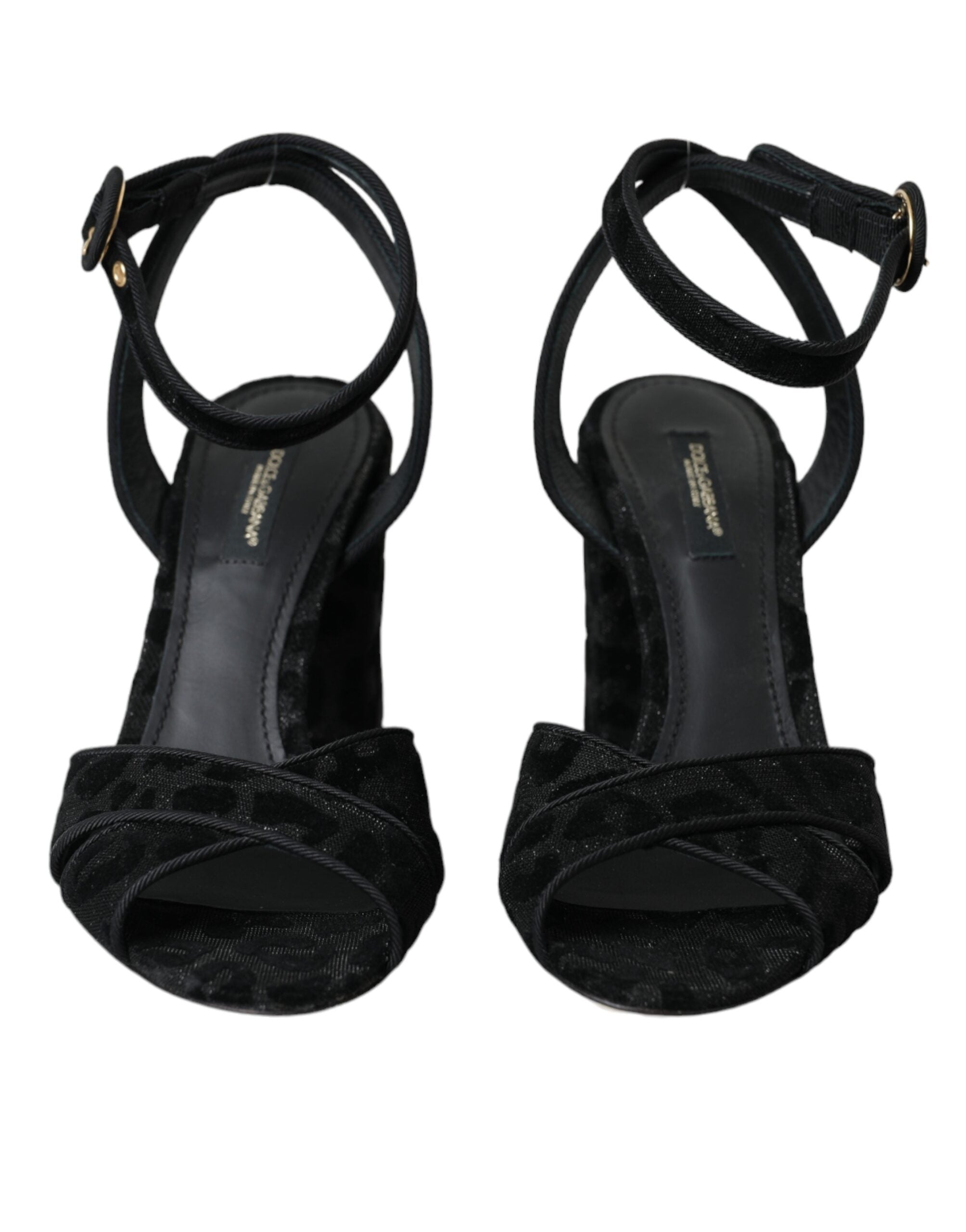 Dolce & Gabbana Black Leopard Suede Heels Sandals Shoes - Luxe Nova