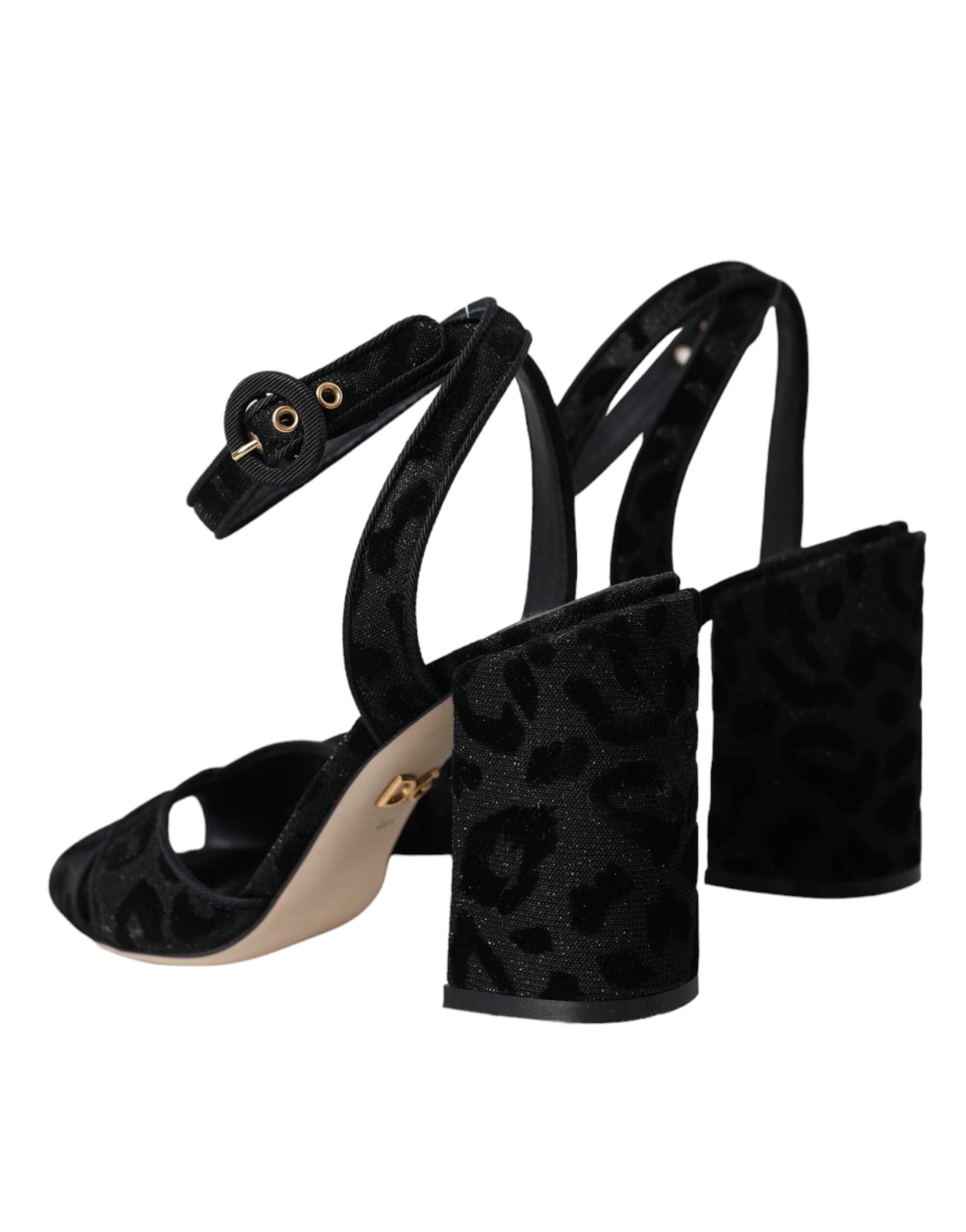 Dolce & Gabbana Black Leopard Suede Heels Sandals Shoes - Luxe Nova