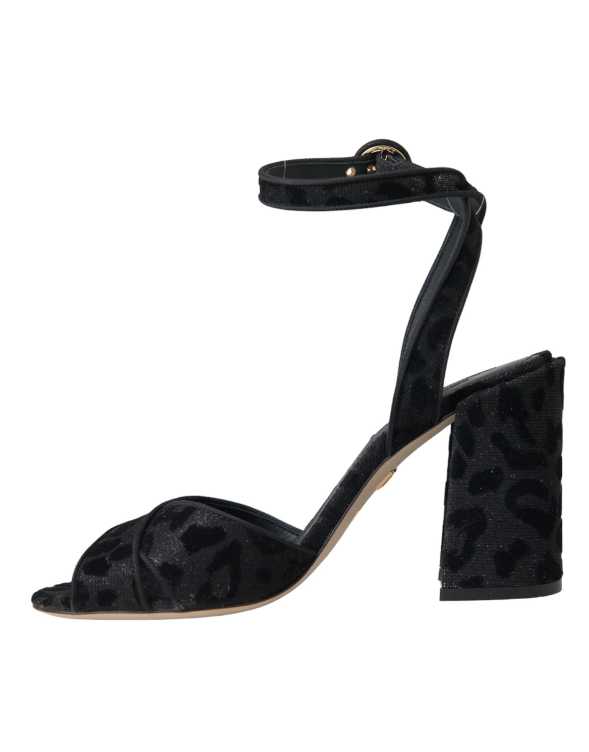 Dolce & Gabbana Black Leopard Suede Heels Sandals Shoes - Luxe Nova