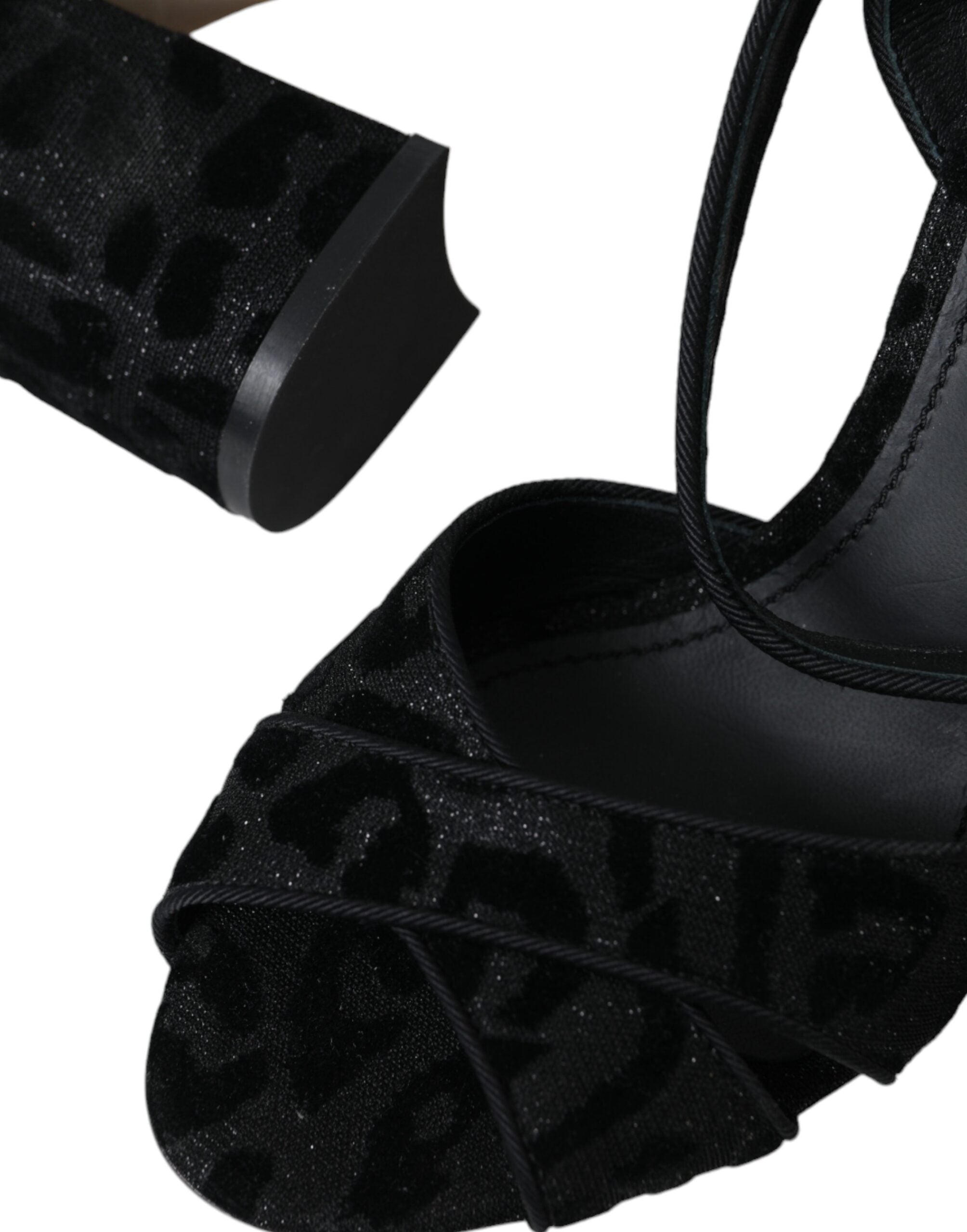 Dolce & Gabbana Black Leopard Suede Heels Sandals Shoes - Luxe Nova