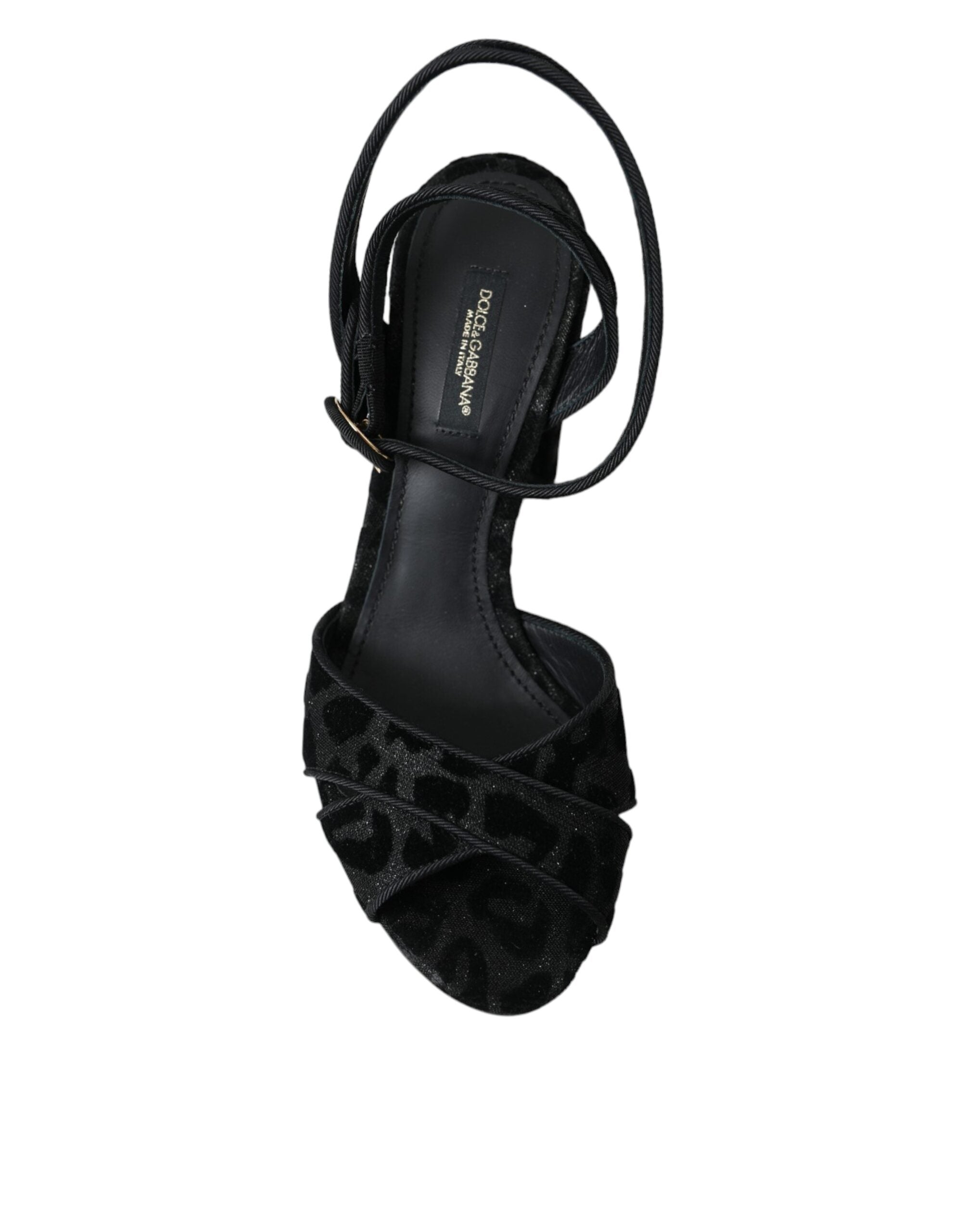 Dolce & Gabbana Black Leopard Suede Heels Sandals Shoes - Luxe Nova