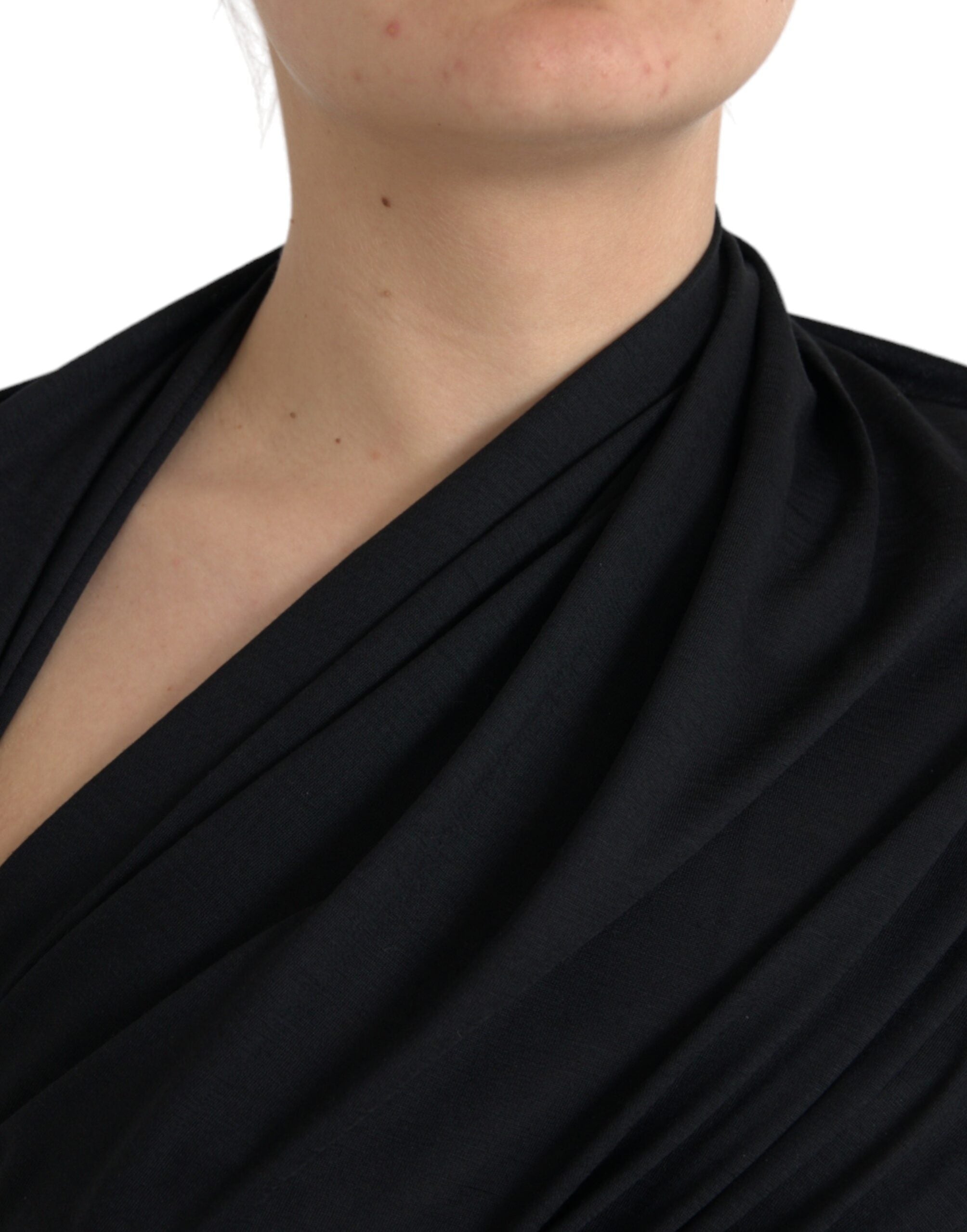 Dolce & Gabbana Black Wool Cutout Asymmetric Long Sleeve Top - Luxe Nova