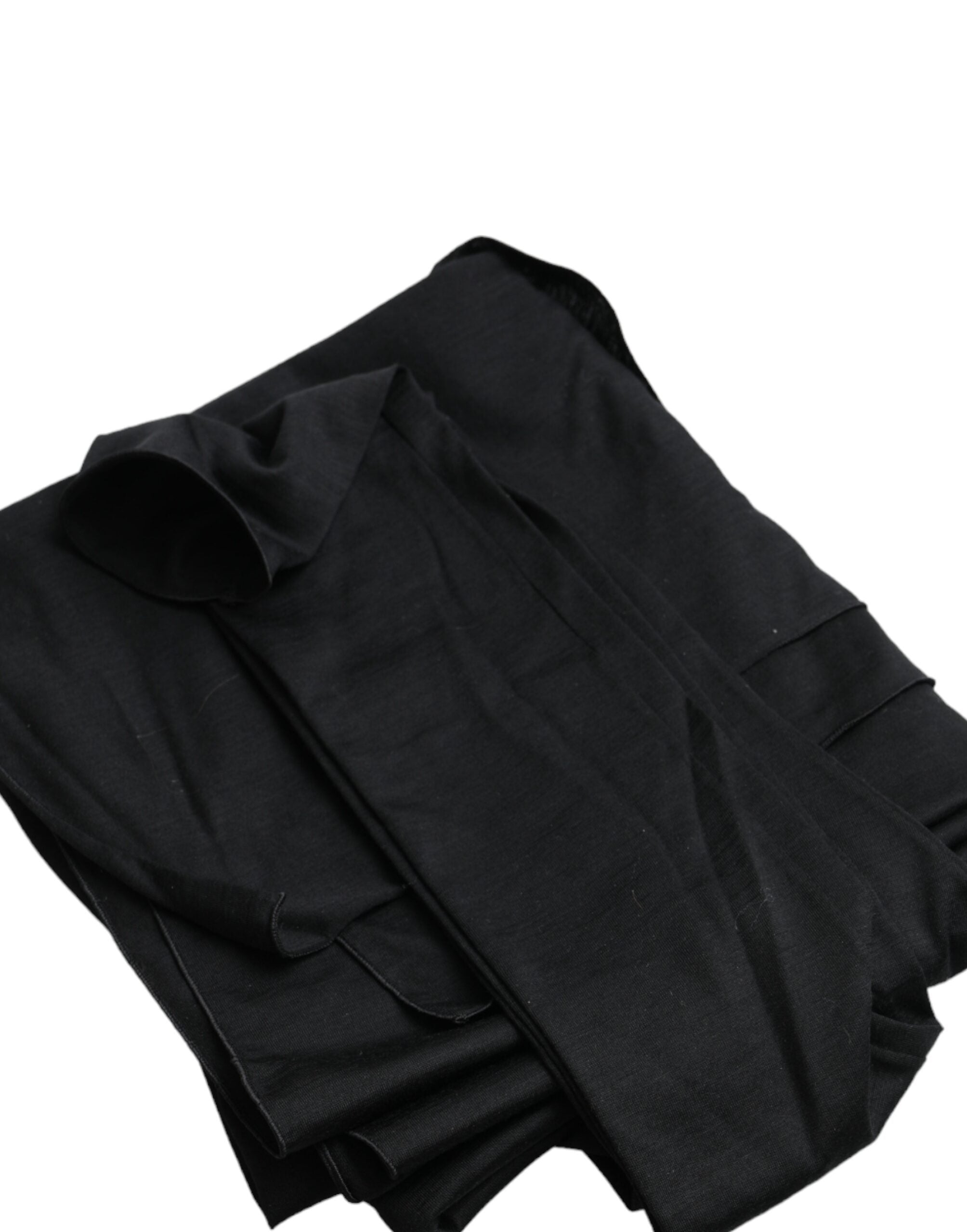 Dolce & Gabbana Black Wool Cutout Asymmetric Long Sleeve Top - Luxe Nova