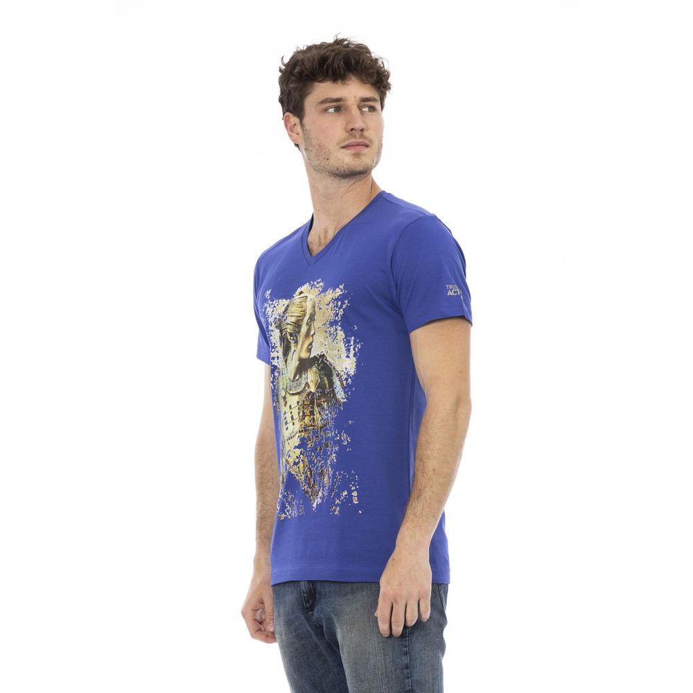 Trussardi Action Blue Cotton Men T-Shirt - Luxe Nova