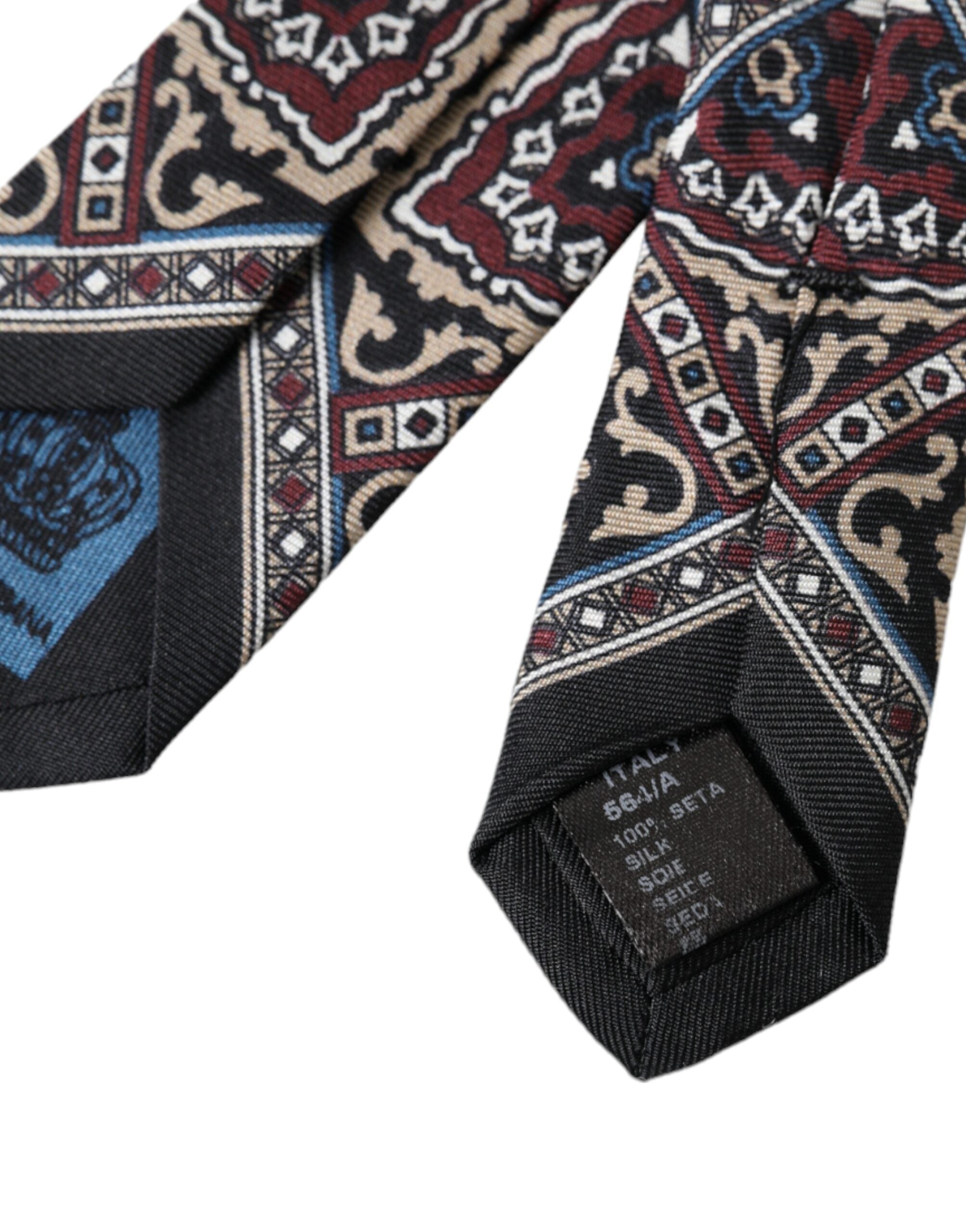 Dolce & Gabbana Black Printed 100% Silk Adjustable Men Tie - Luxe Nova