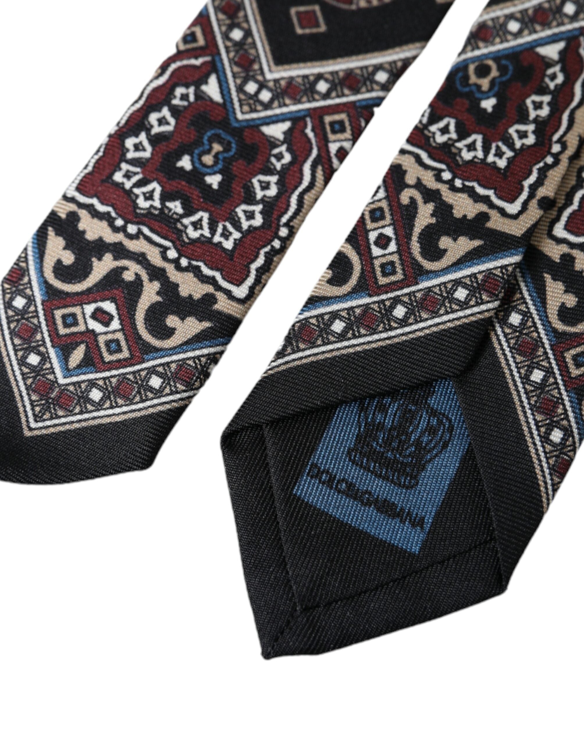 Dolce & Gabbana Black Printed 100% Silk Adjustable Men Tie - Luxe Nova