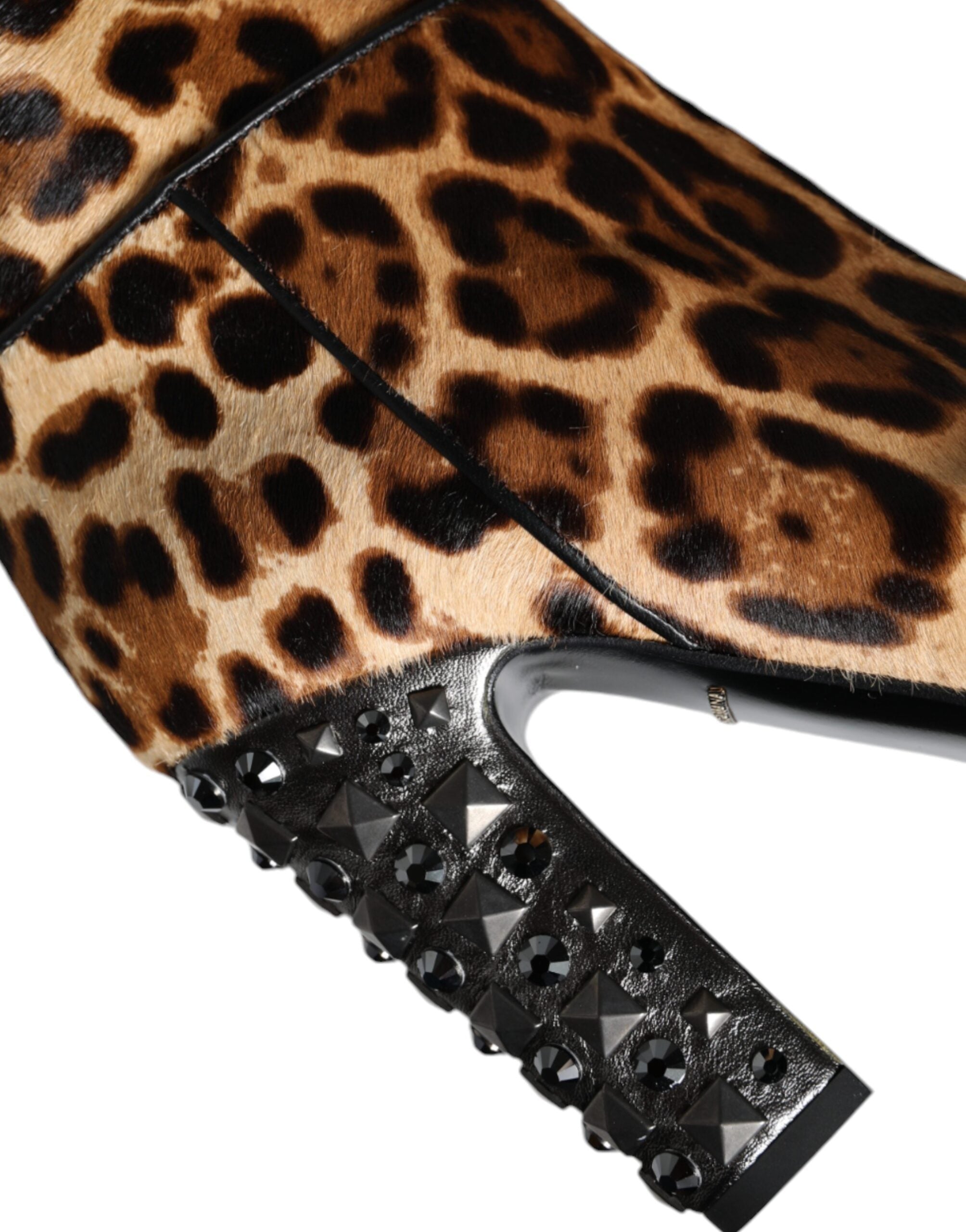 Dolce & Gabbana Beige Black Leopard Knee High Boots Shoes - Luxe Nova