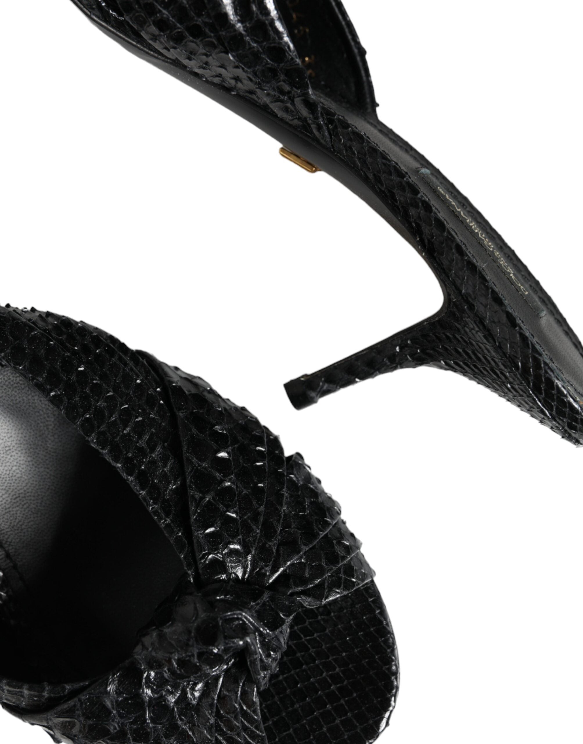 Dolce & Gabbana Black Leather Heels Slides Sandals Shoes - Luxe Nova