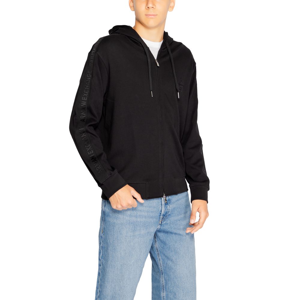 Armani Exchange Black Cotton Hoodie - Luxe Nova