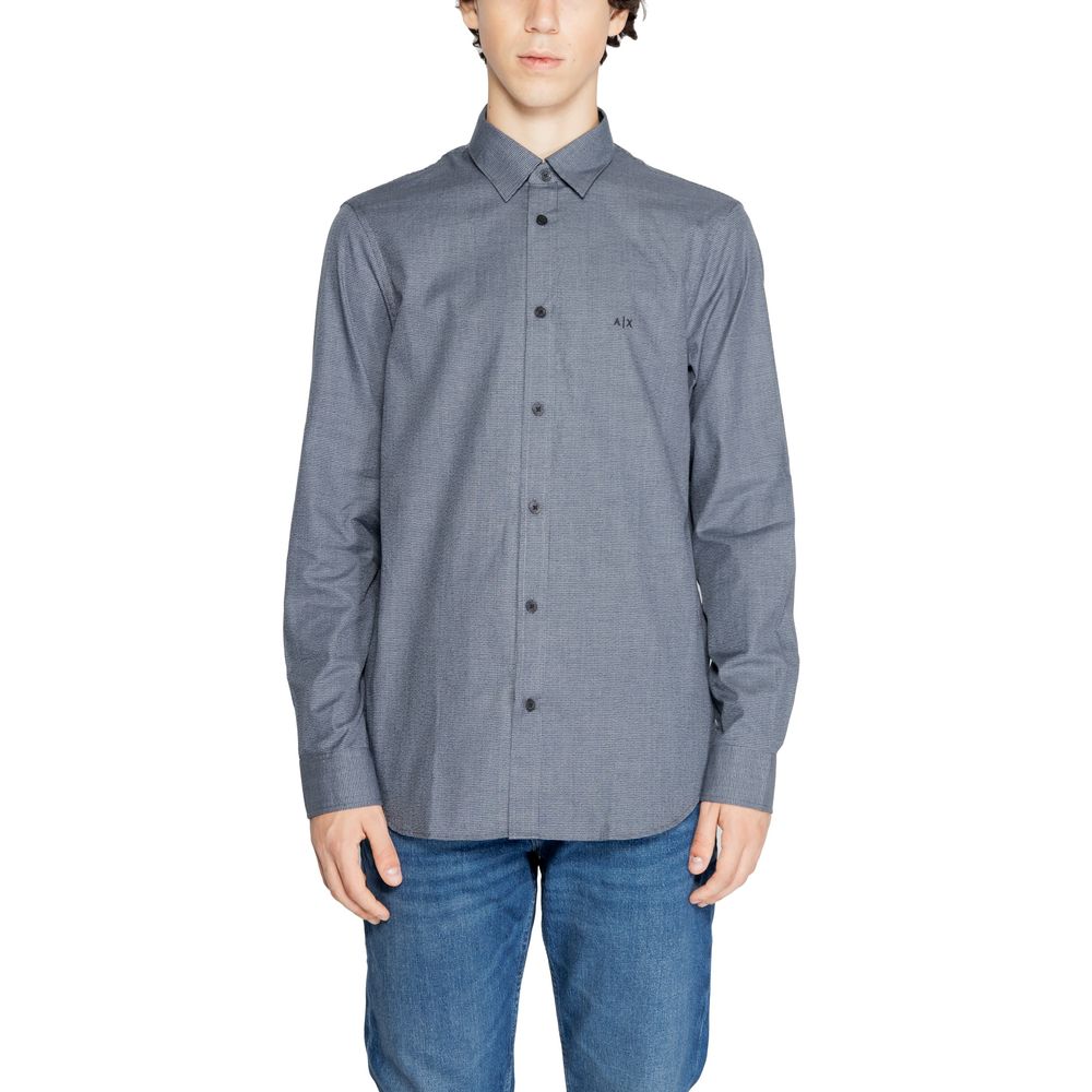 Armani Exchange Blue Cotton Dress Shirt - Luxe Nova
