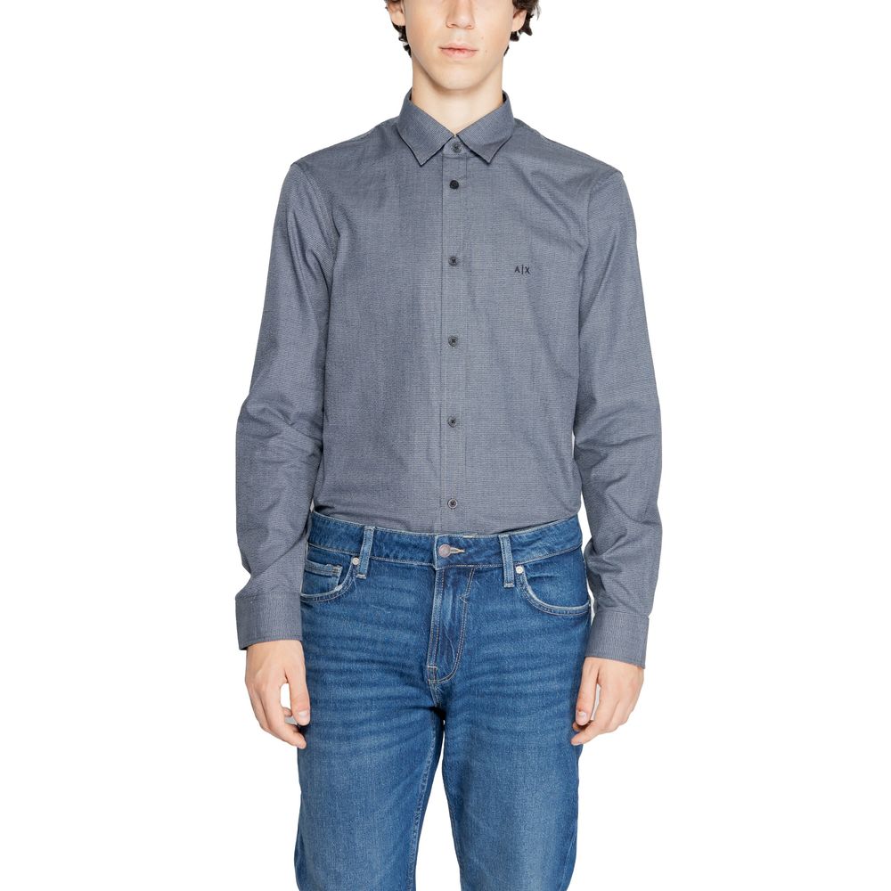 Armani Exchange Blue Cotton Dress Shirt - Luxe Nova