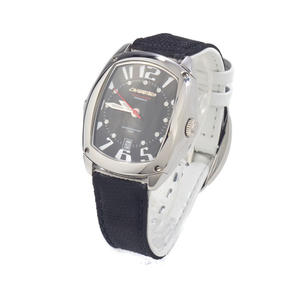 Chronotech Black Leather Dress Watch