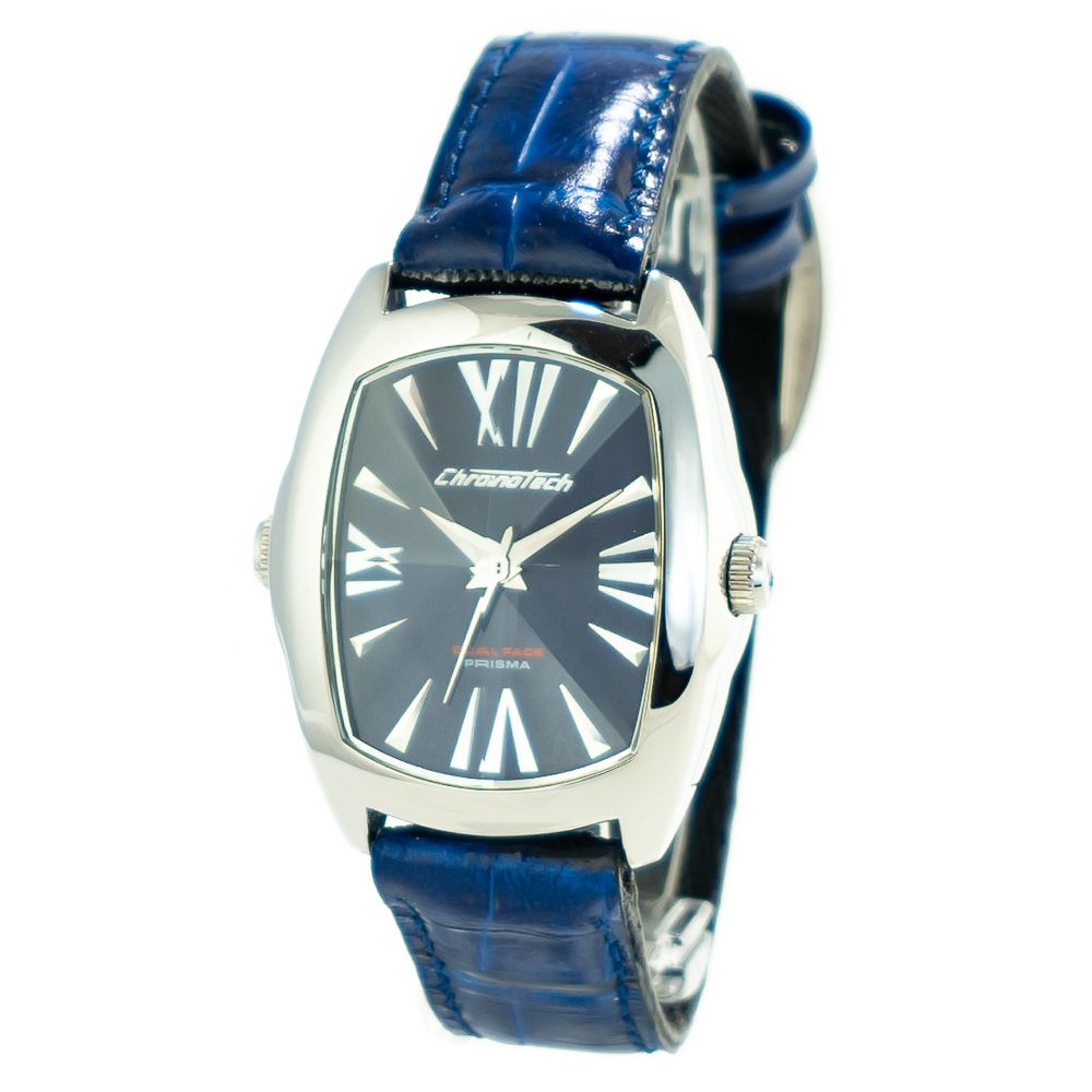 Chronotech Black Leather Dress Watch