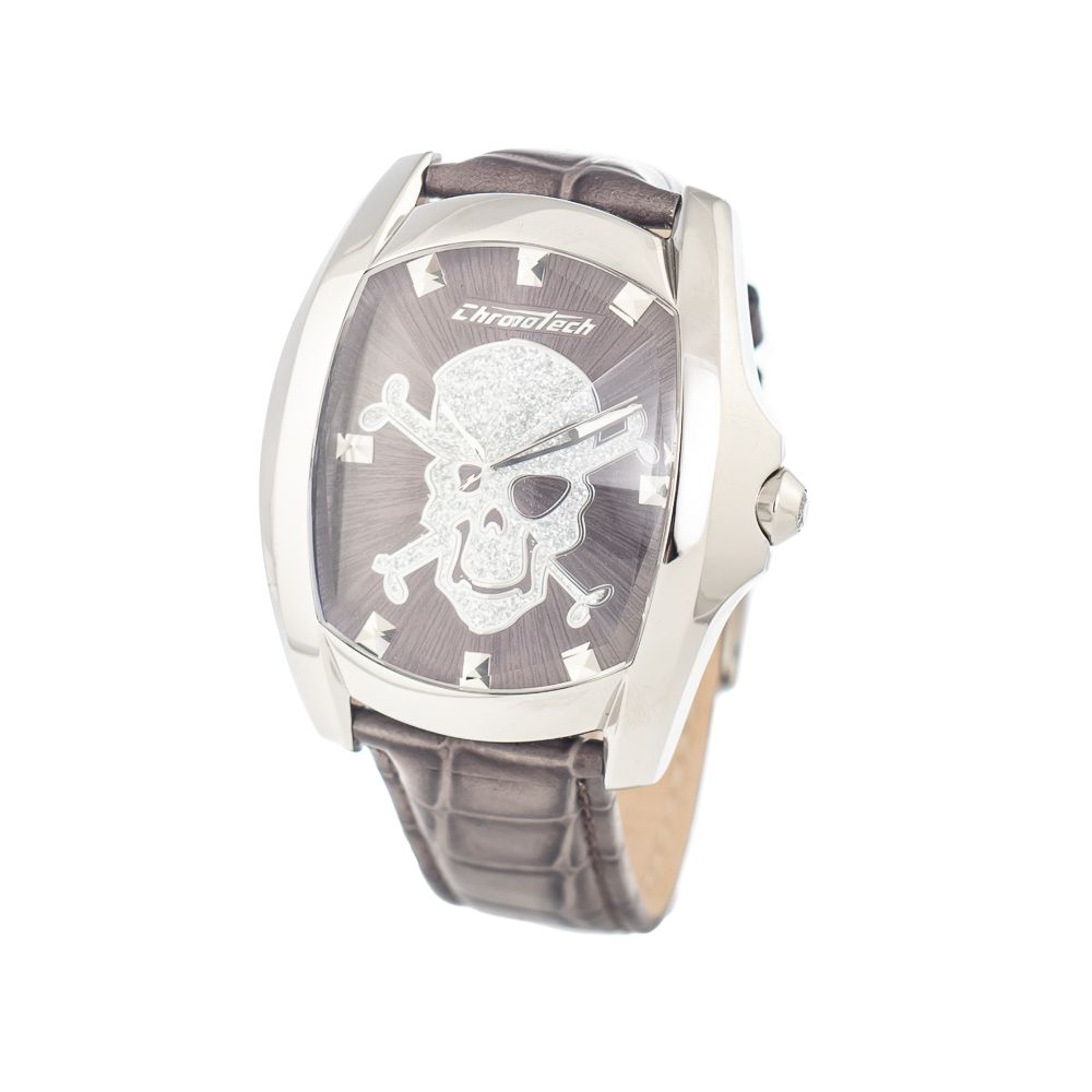Chronotech Gray Leather Dress Watch