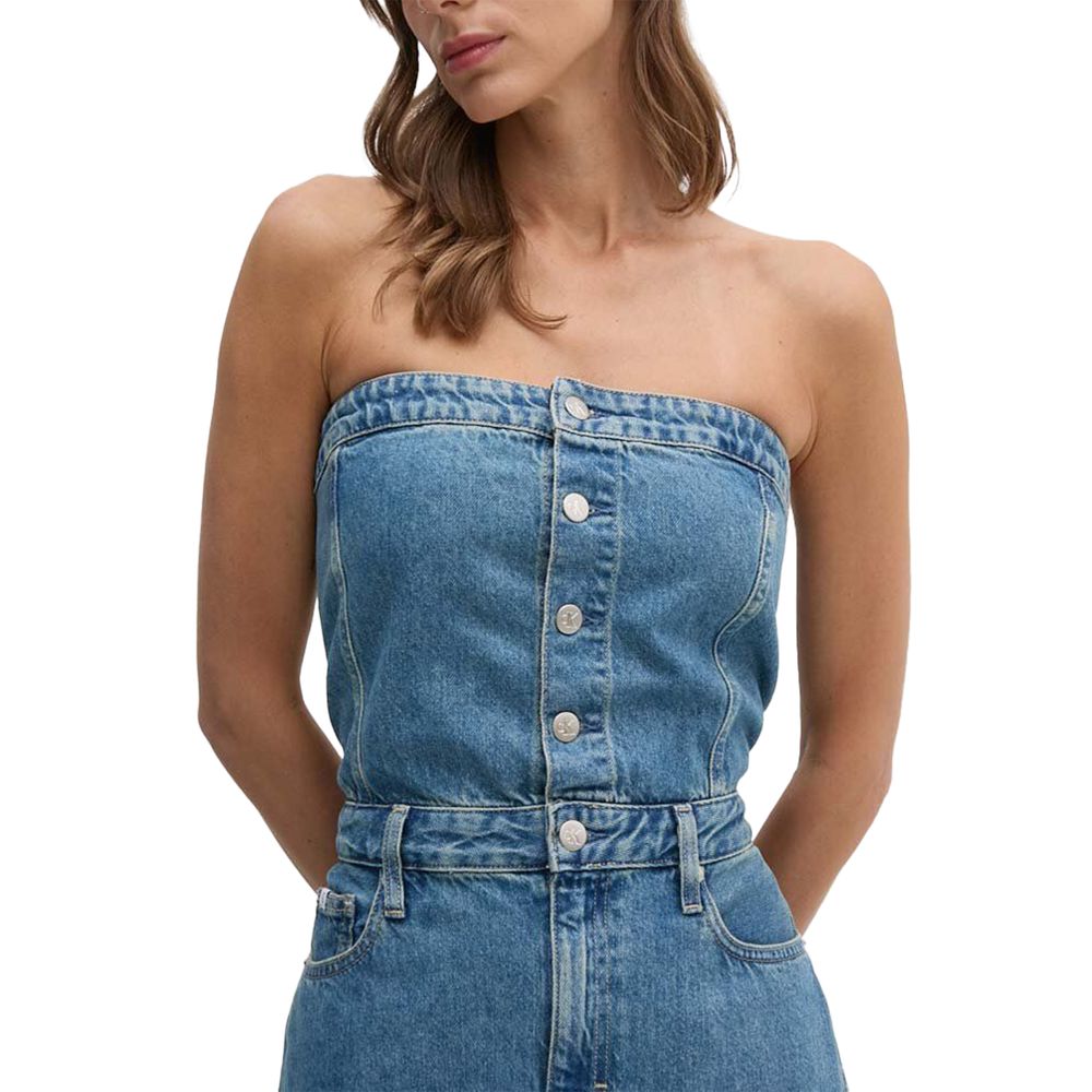 Calvin Klein Jeans Blue Cotton Long Dress