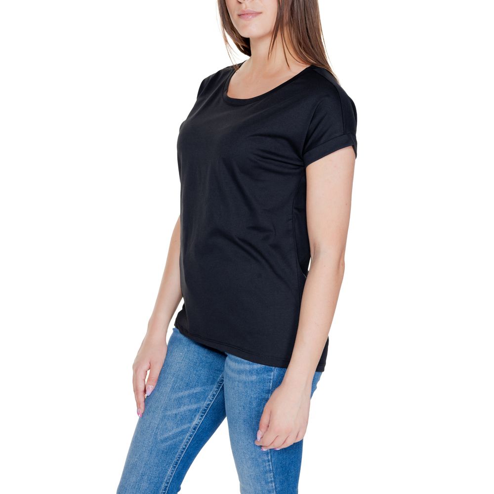 Vila Clothes Black Cotton T-Shirt - Luxe Nova