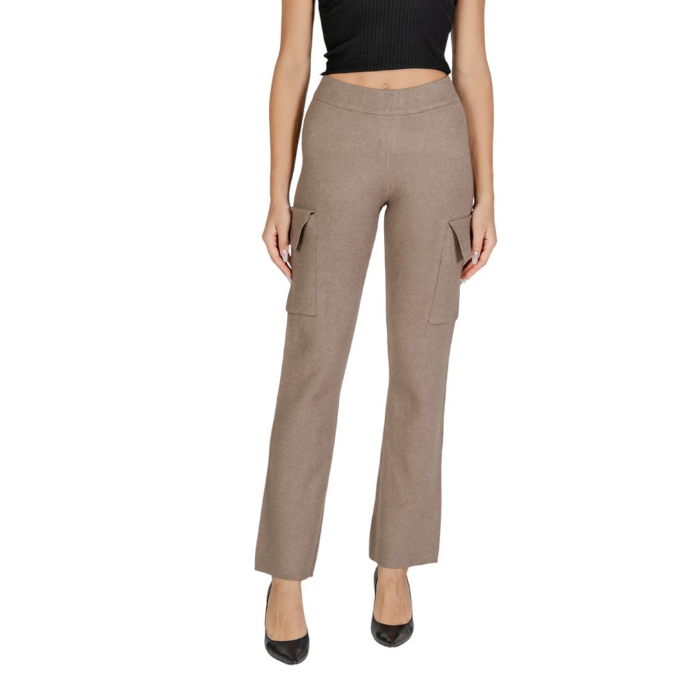 Vila Clothes Beige Viscose Cargo Pants - Luxe Nova