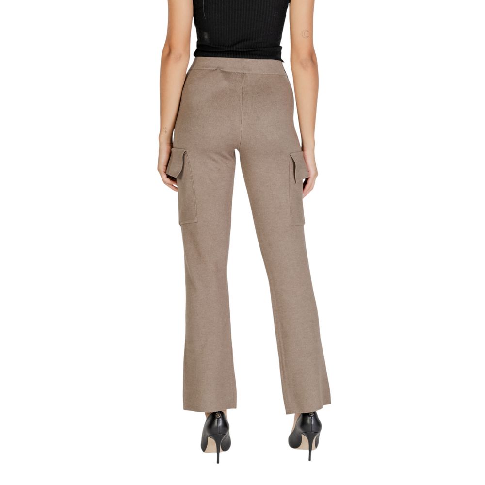 Vila Clothes Beige Viscose Cargo Pants - Luxe Nova