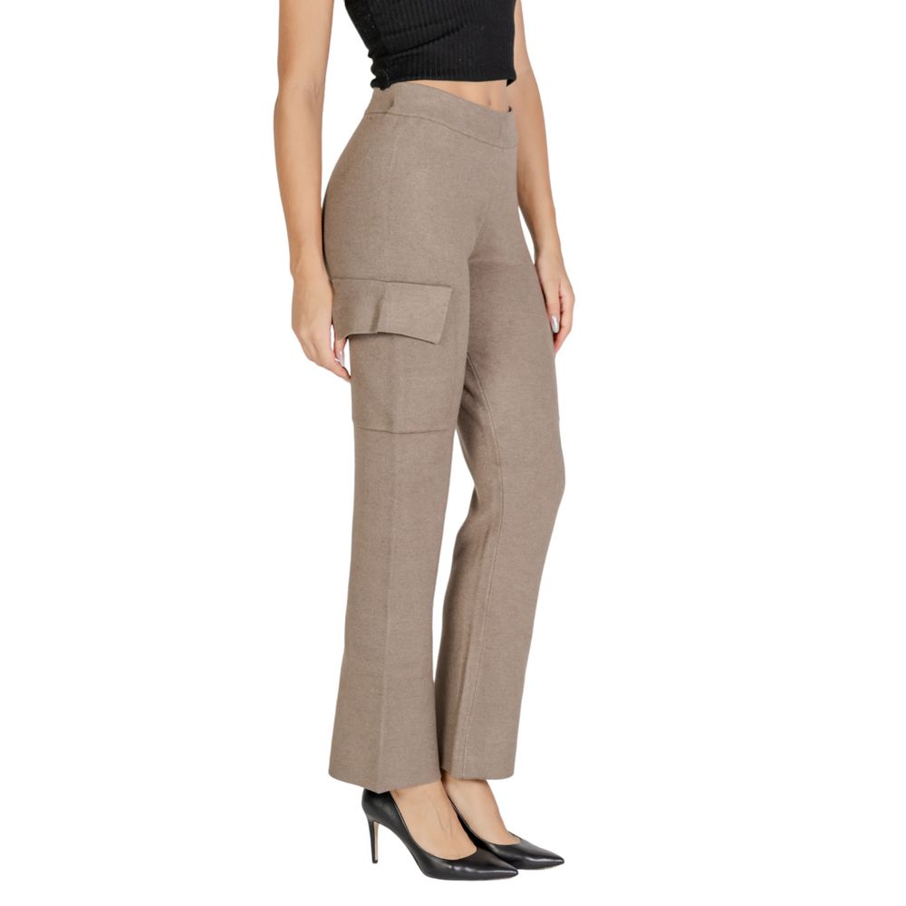 Vila Clothes Beige Viscose Cargo Pants - Luxe Nova