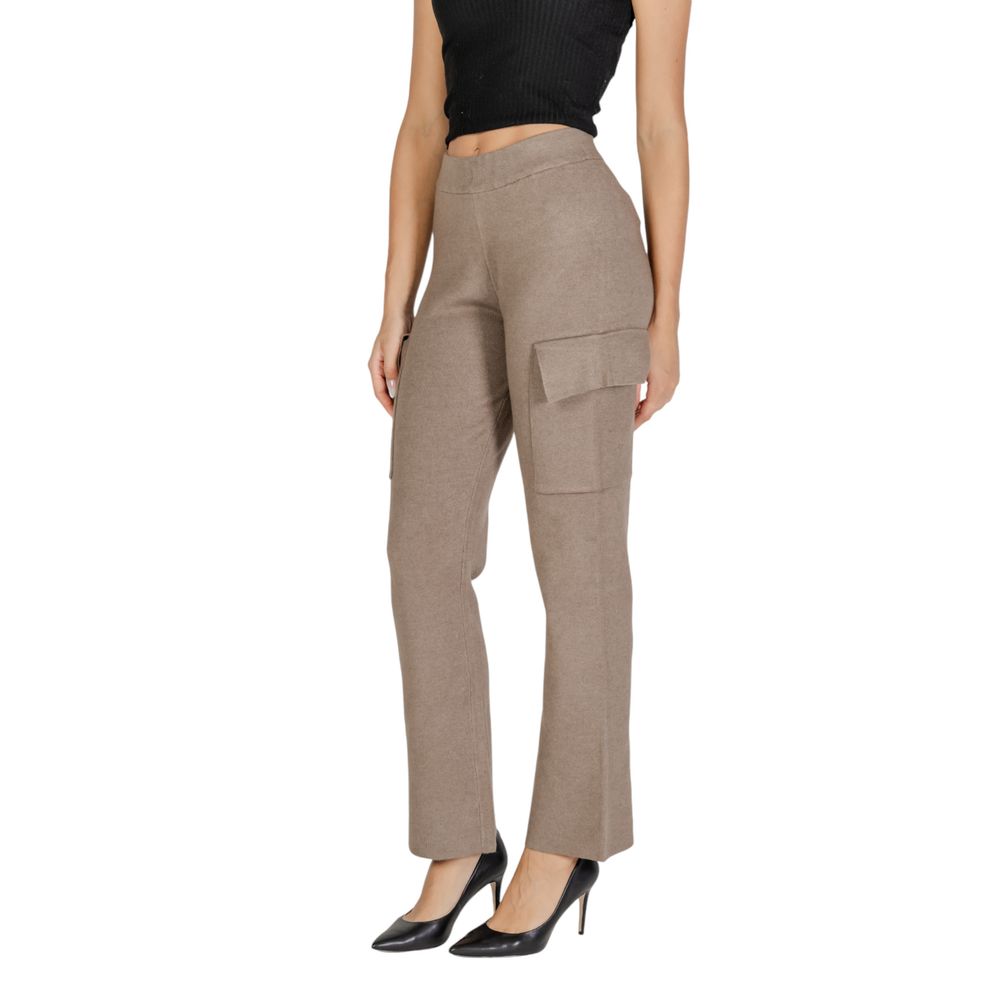 Vila Clothes Beige Viscose Cargo Pants - Luxe Nova