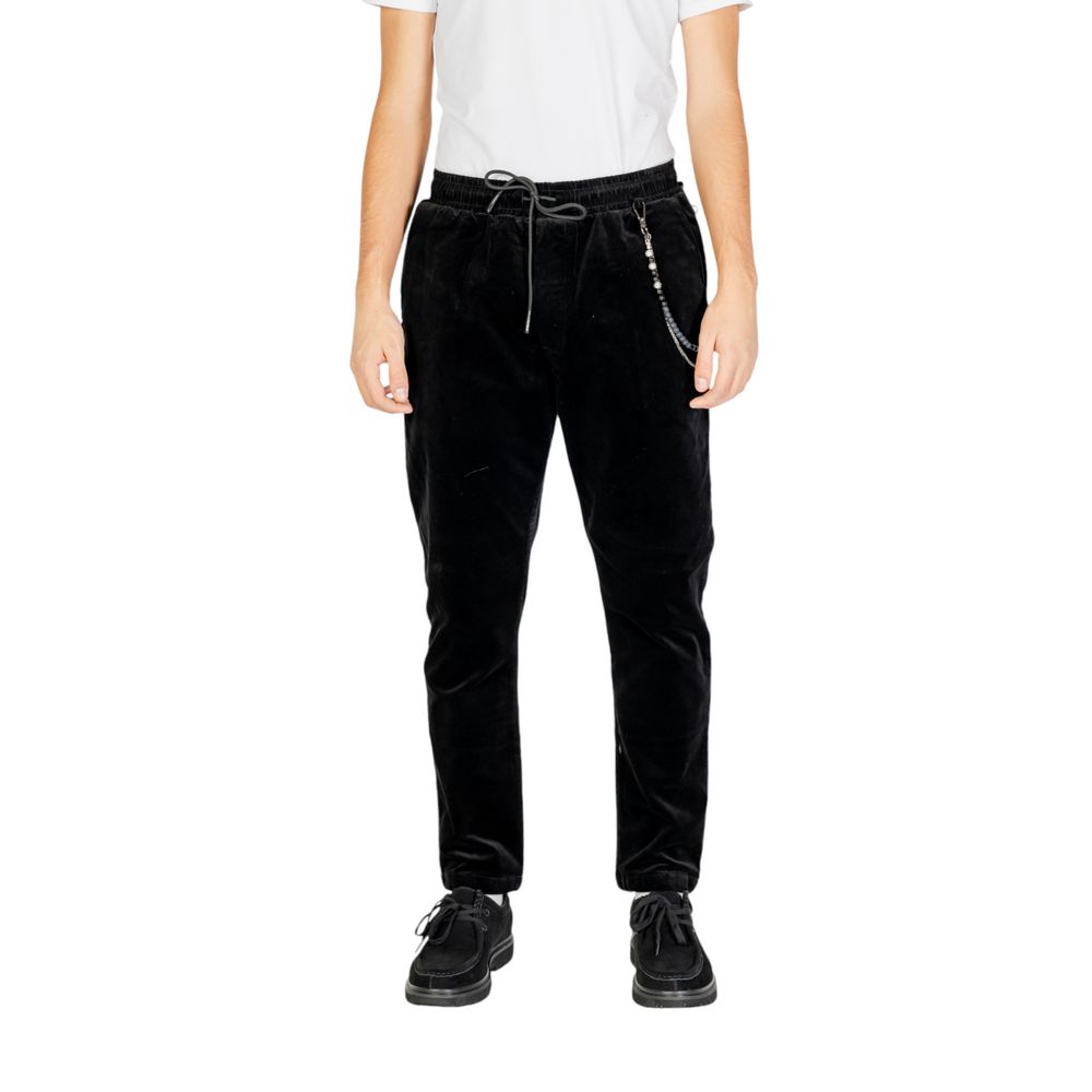 Gianni Lupo Black Cotton Casual Pants - Luxe Nova