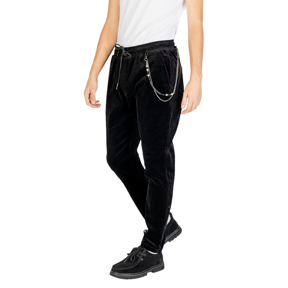 Gianni Lupo Black Cotton Casual Pants - Luxe Nova