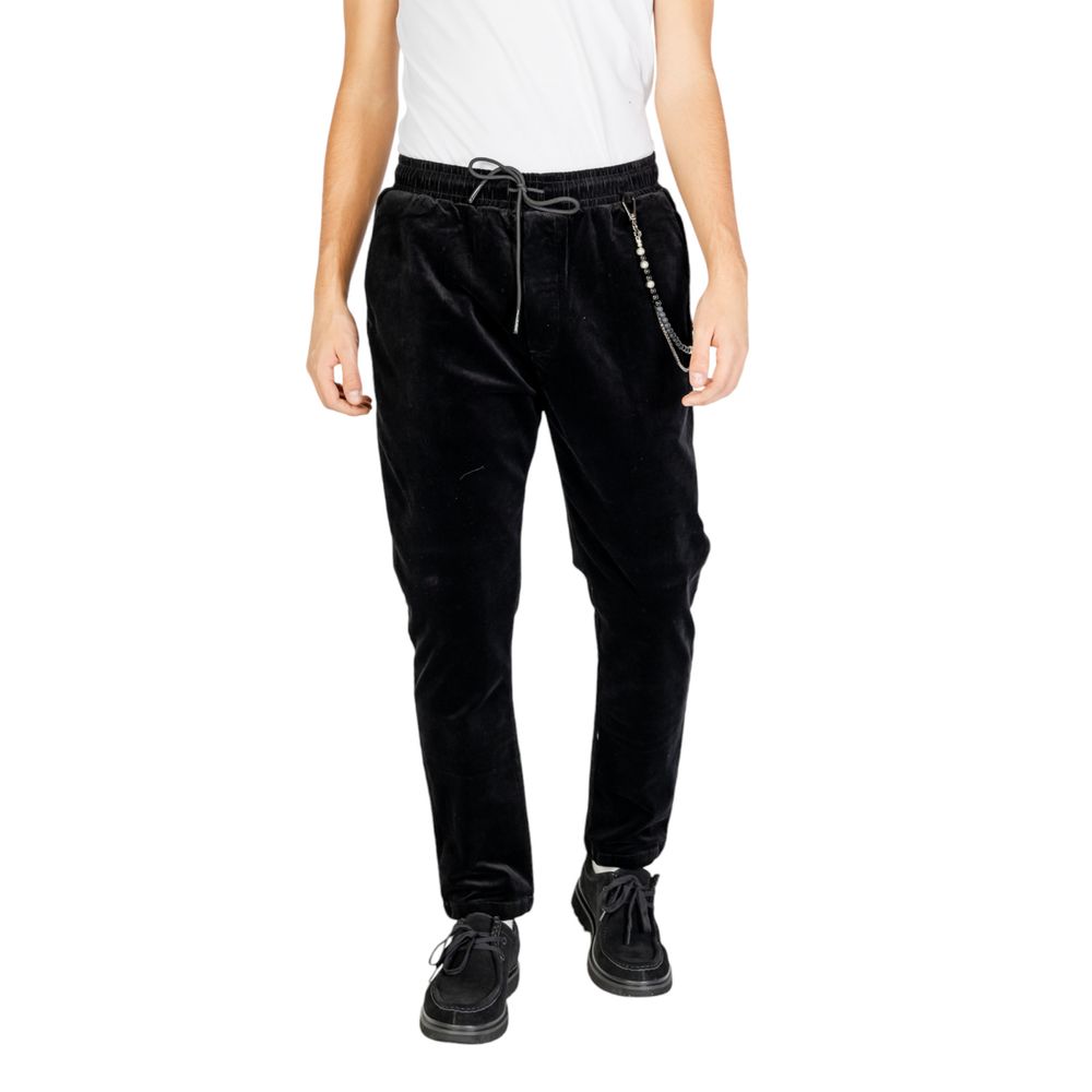 Gianni Lupo Black Cotton Casual Pants - Luxe Nova