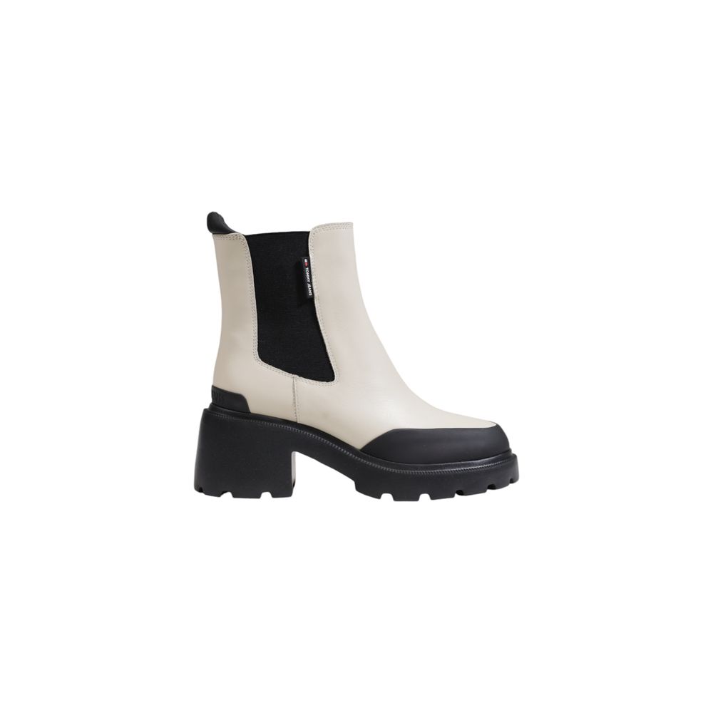 Tommy Hilfiger Jeans Beige Leather Ankle Boots - Luxe Nova