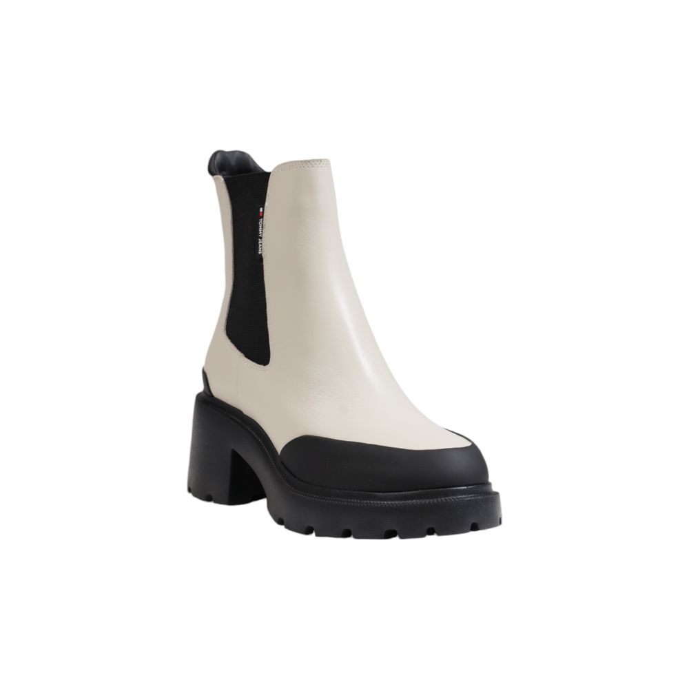Tommy Hilfiger Jeans Beige Leather Ankle Boots - Luxe Nova
