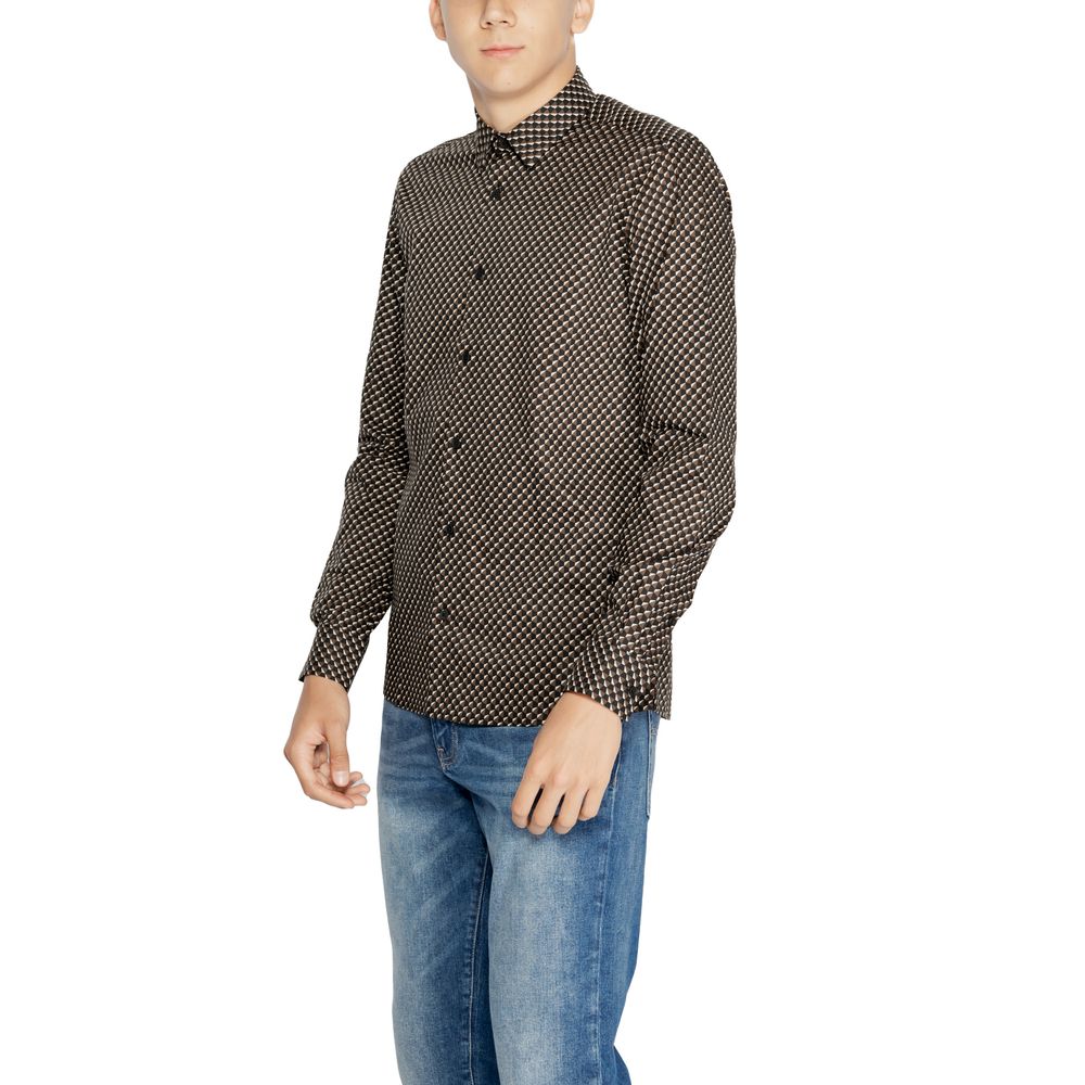 Antony Morato Brown Cotton Pattern Shirt - Luxe Nova