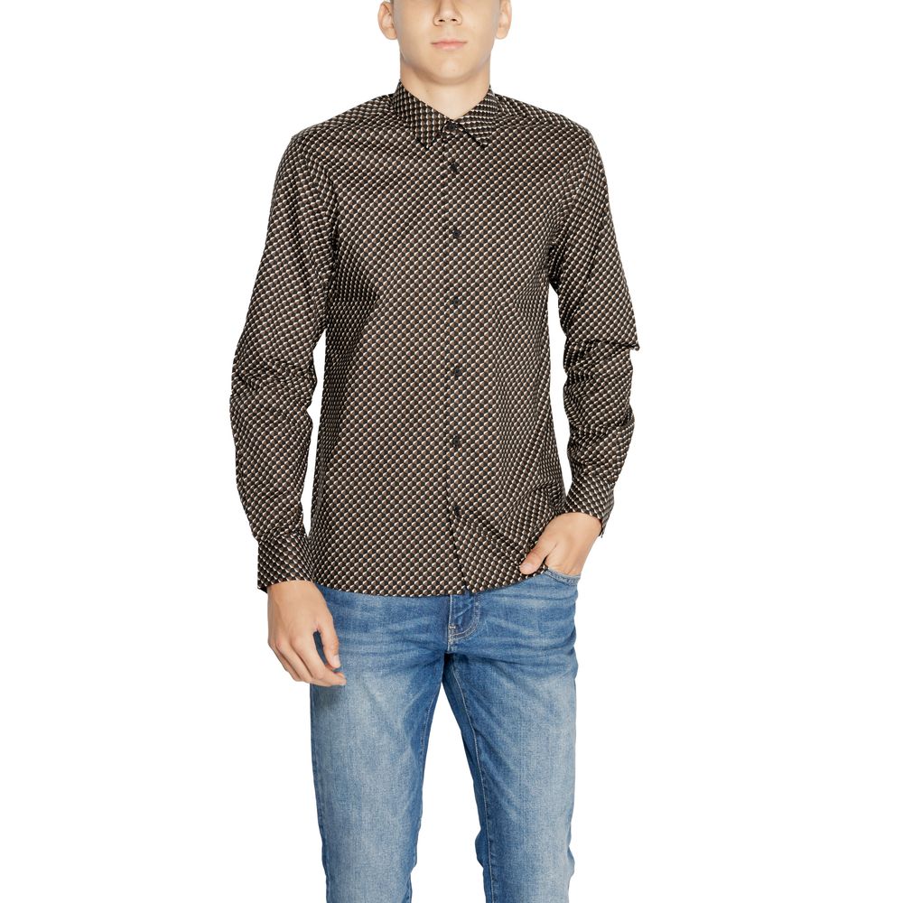 Antony Morato Brown Cotton Pattern Shirt - Luxe Nova