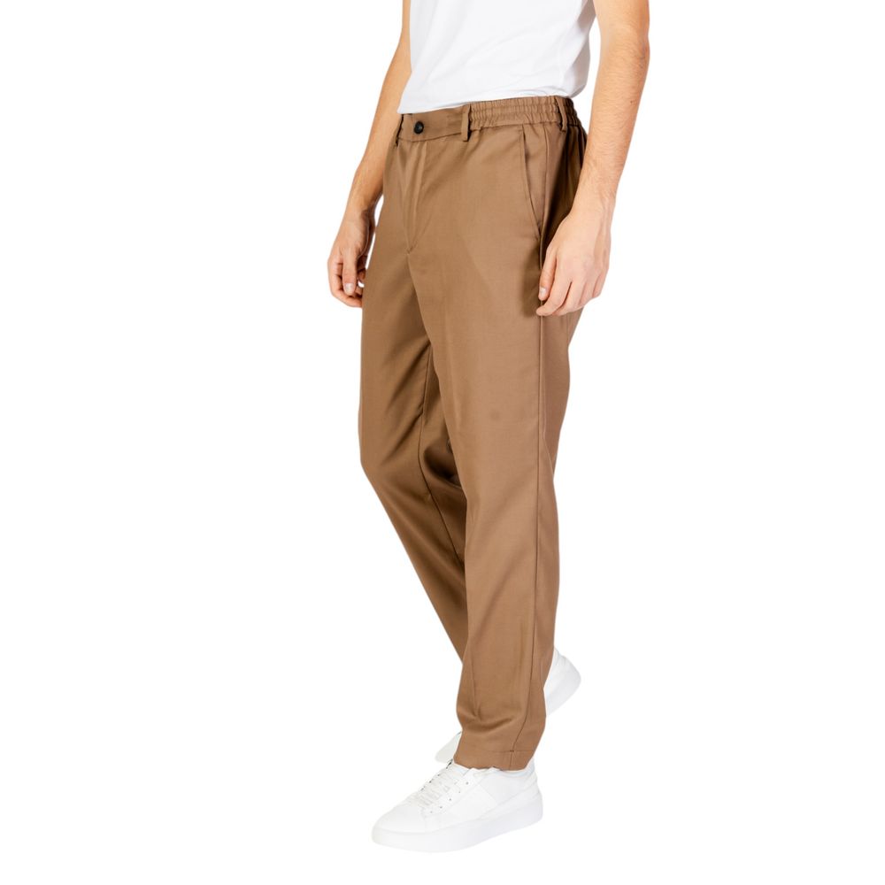 Hamaki-Ho Beige Polyester Casual Pants - Luxe Nova