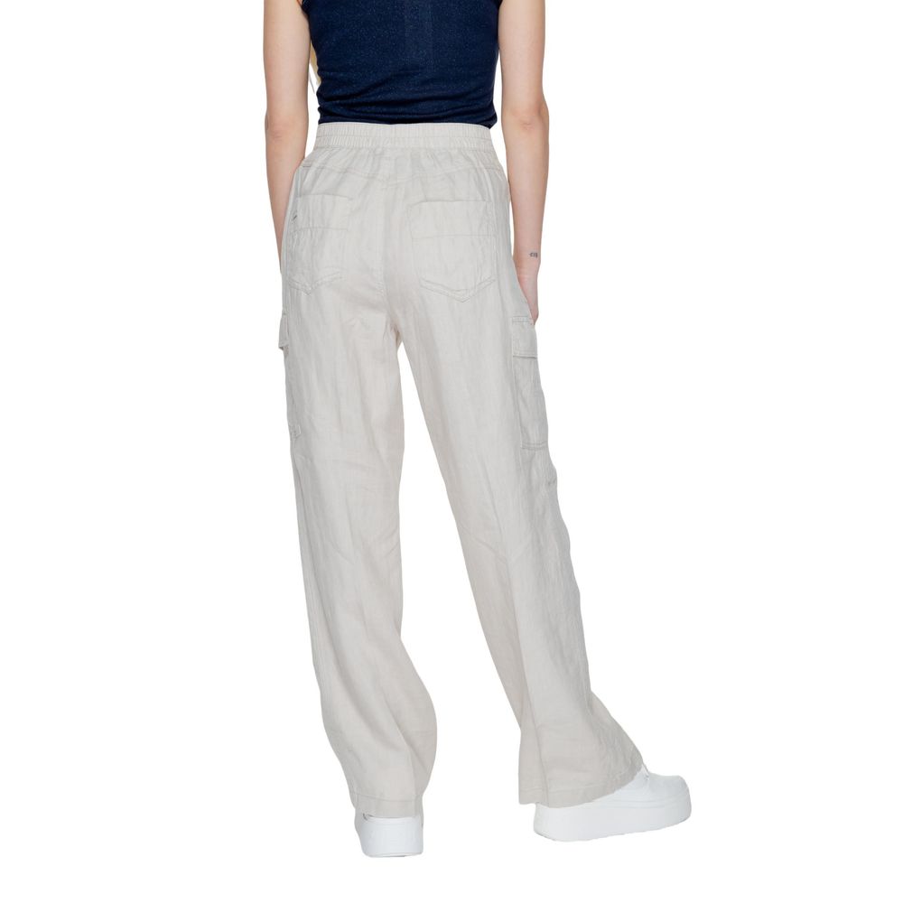 Street One Beige Linen Flared Pants - Luxe Nova