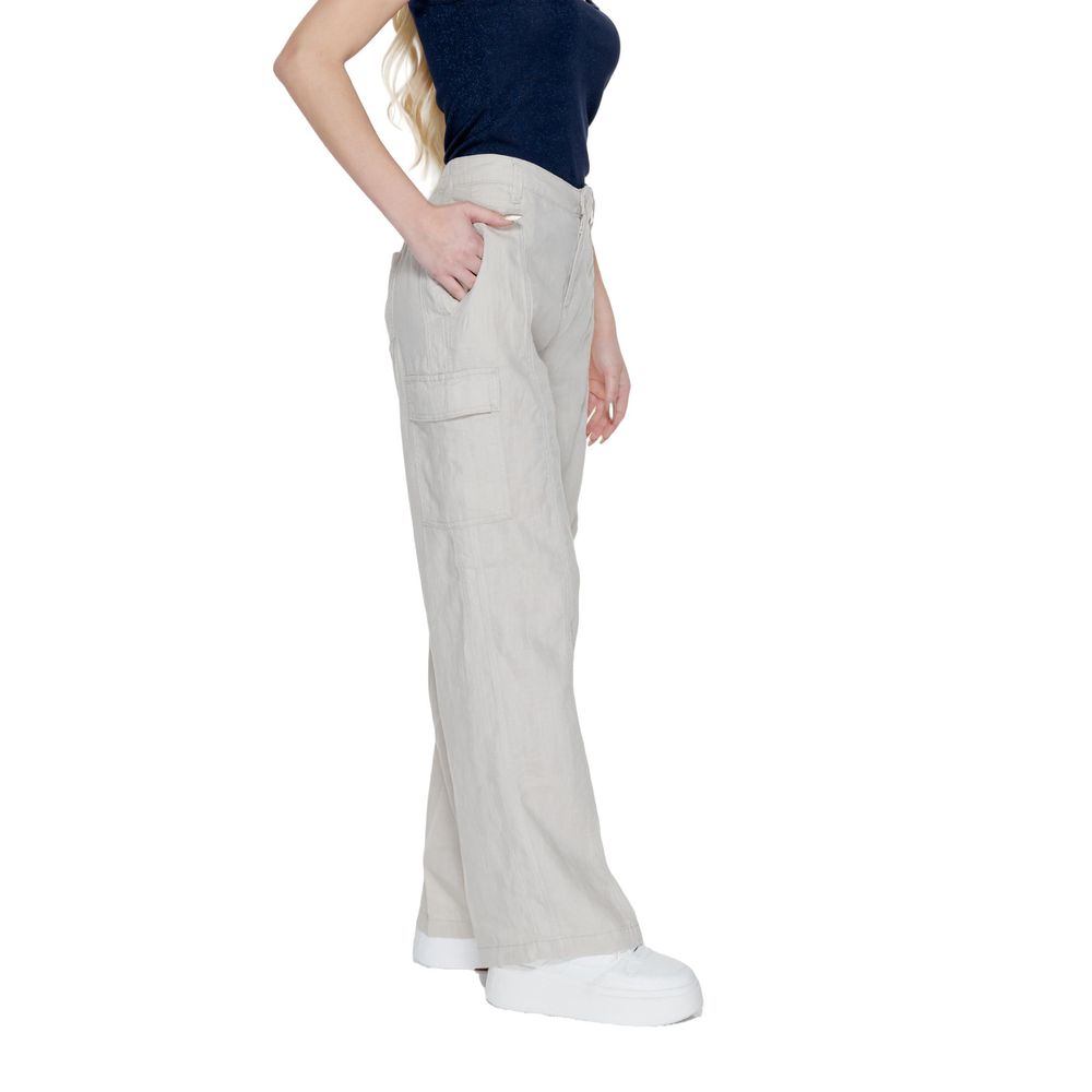 Street One Beige Linen Flared Pants - Luxe Nova