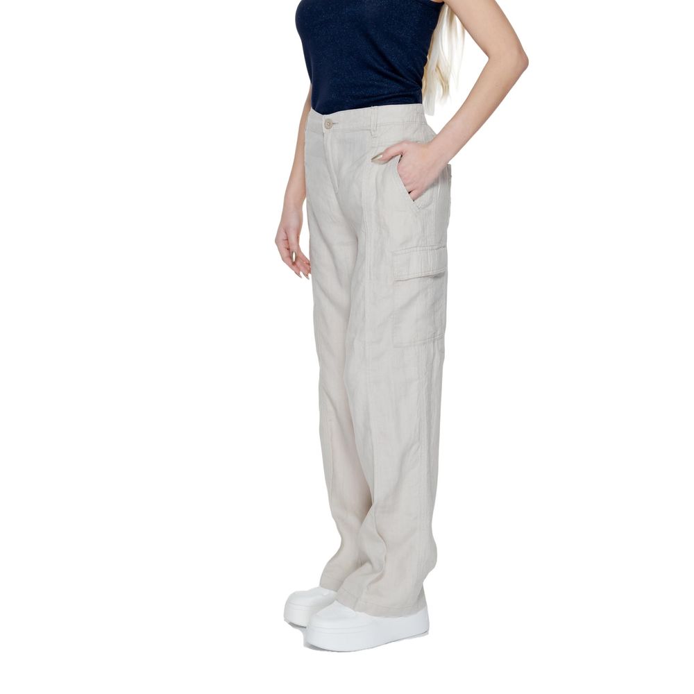Street One Beige Linen Flared Pants - Luxe Nova