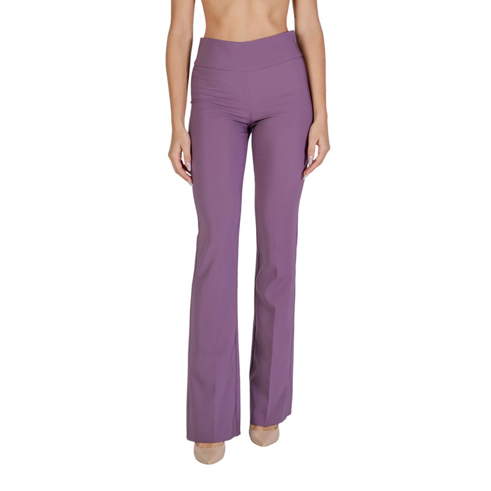 Sandro Ferrone Purple Polyester Flared Pants - Luxe Nova